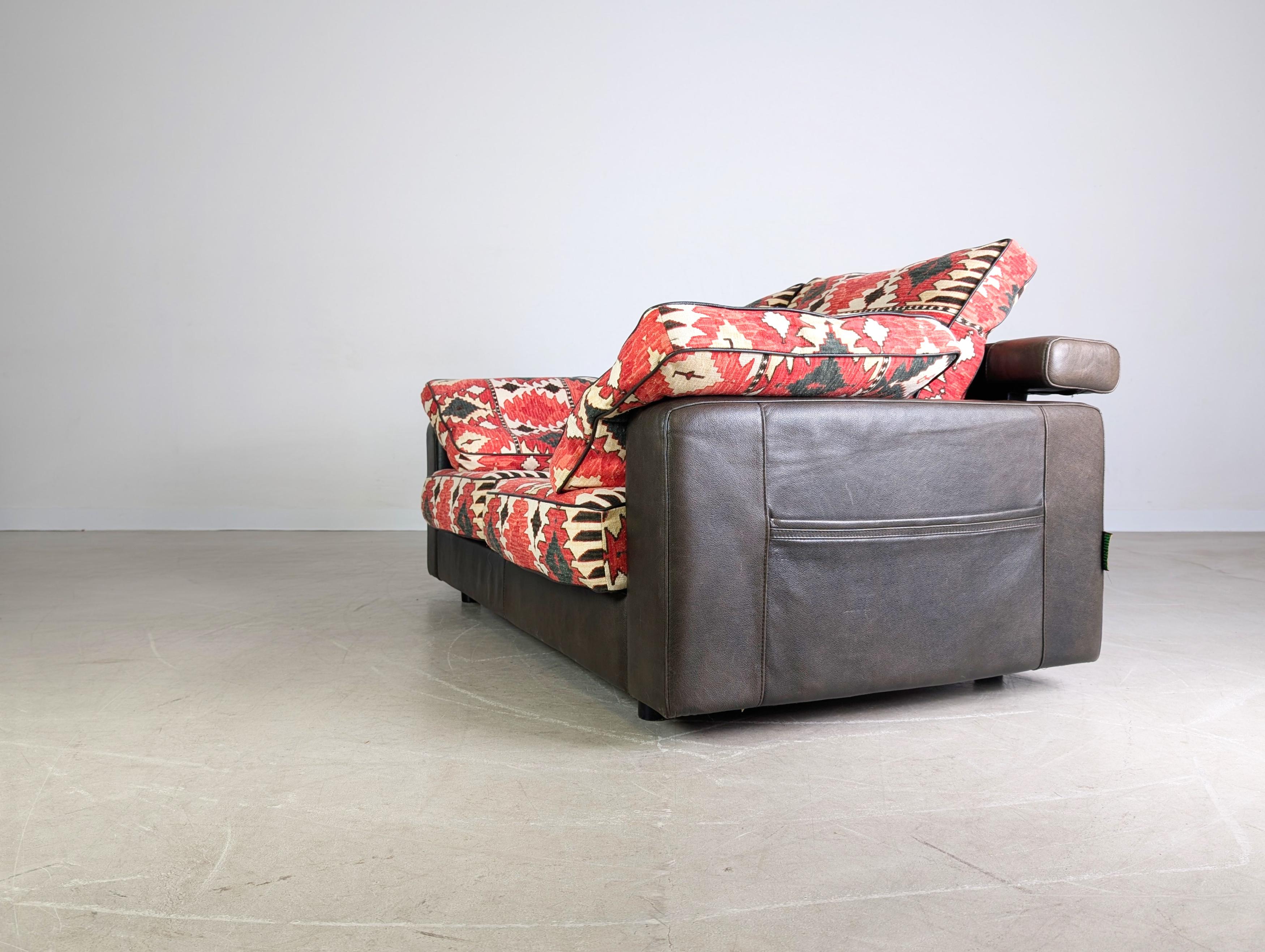 Original Giorgio Soressi Sofa Design Couch 1990 Leder Zweisitzer Bon état - En vente à Berlin, DE