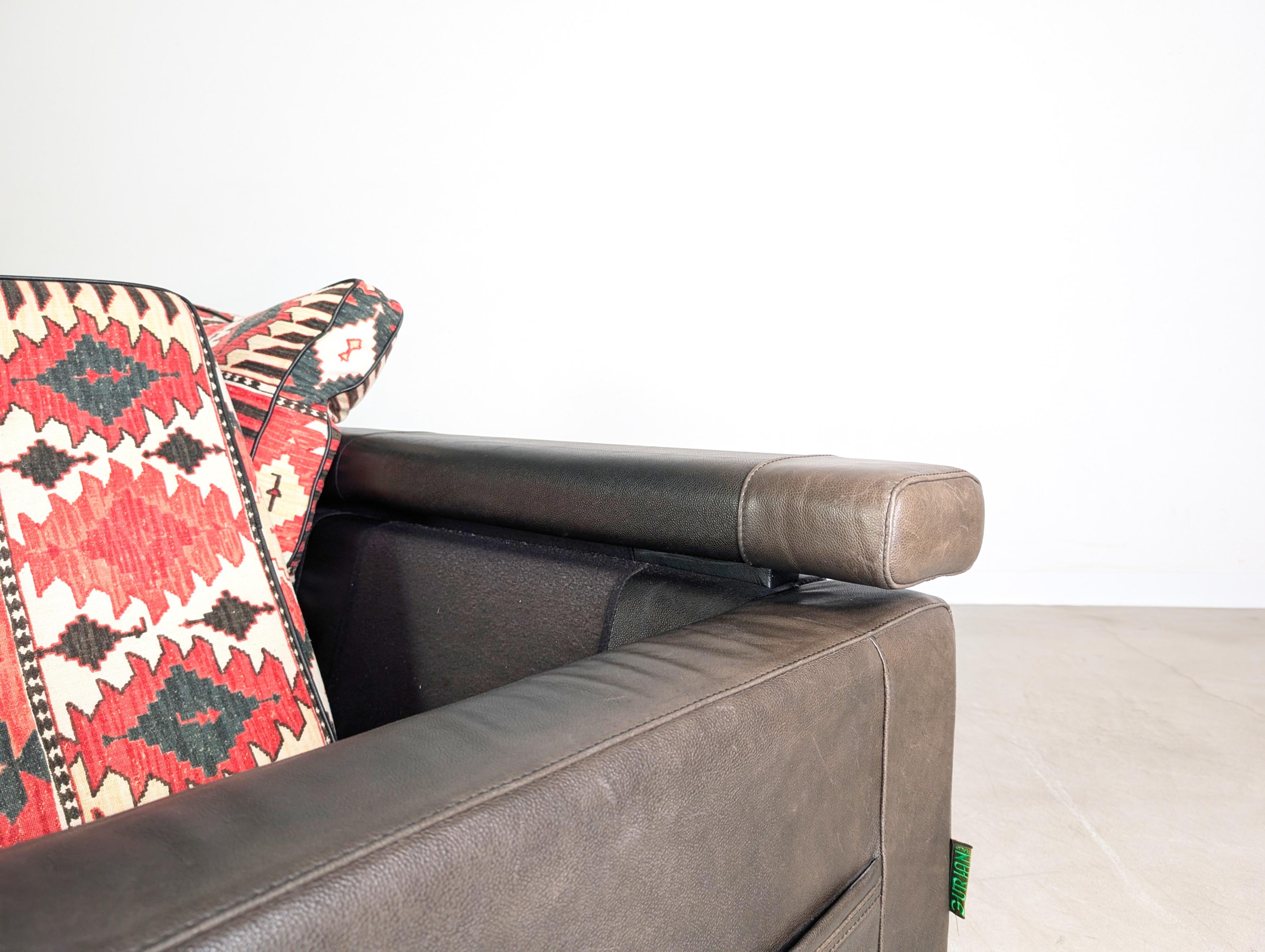Original Giorgio Soressi Sofa Design Couch 1990 Leder Zweisitzer2 im Angebot 4