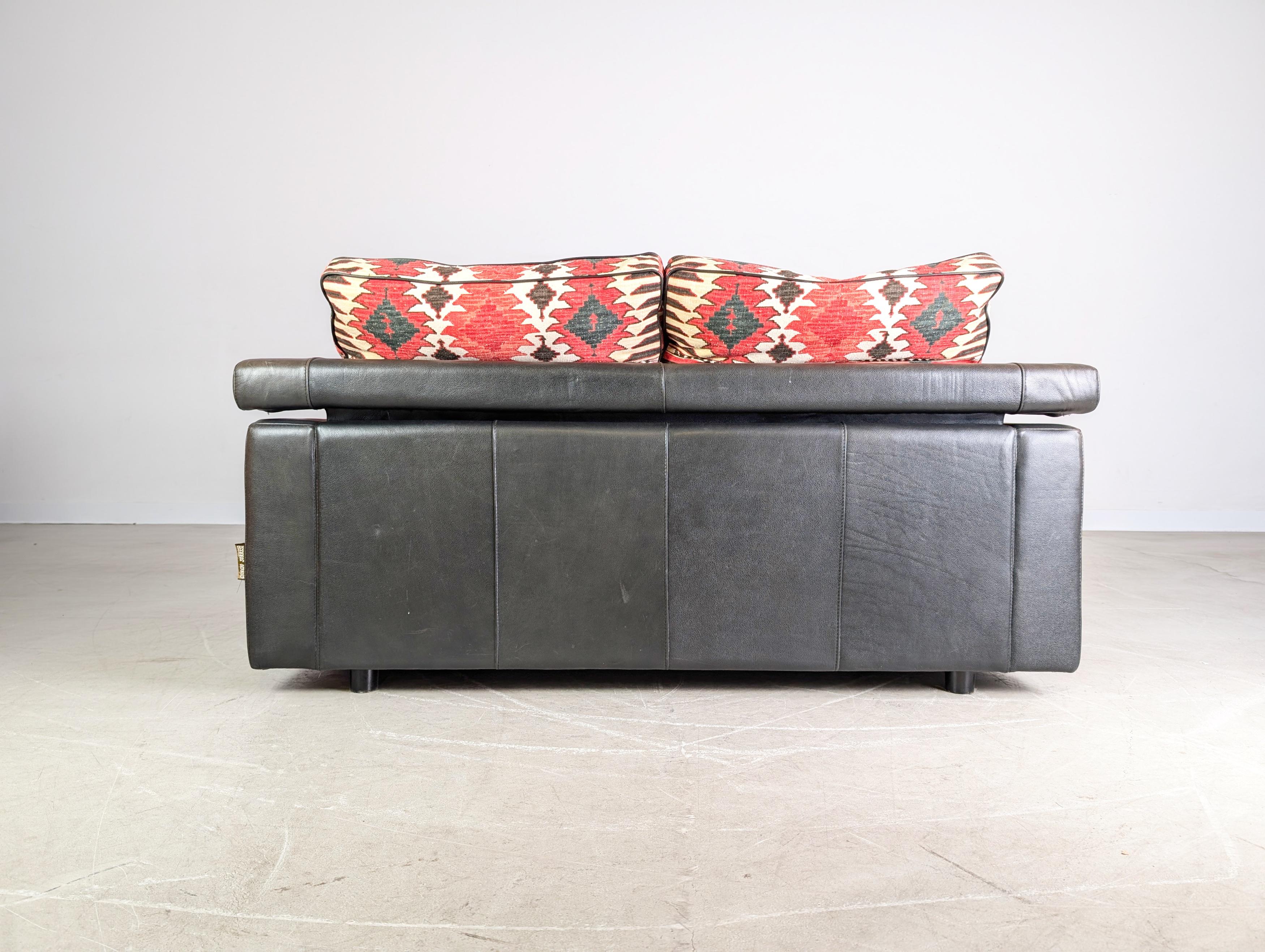 Original Giorgio Soressi Sofa Design Couch 1990 Leder Zweisitzer2 (Ende des 20. Jahrhunderts) im Angebot