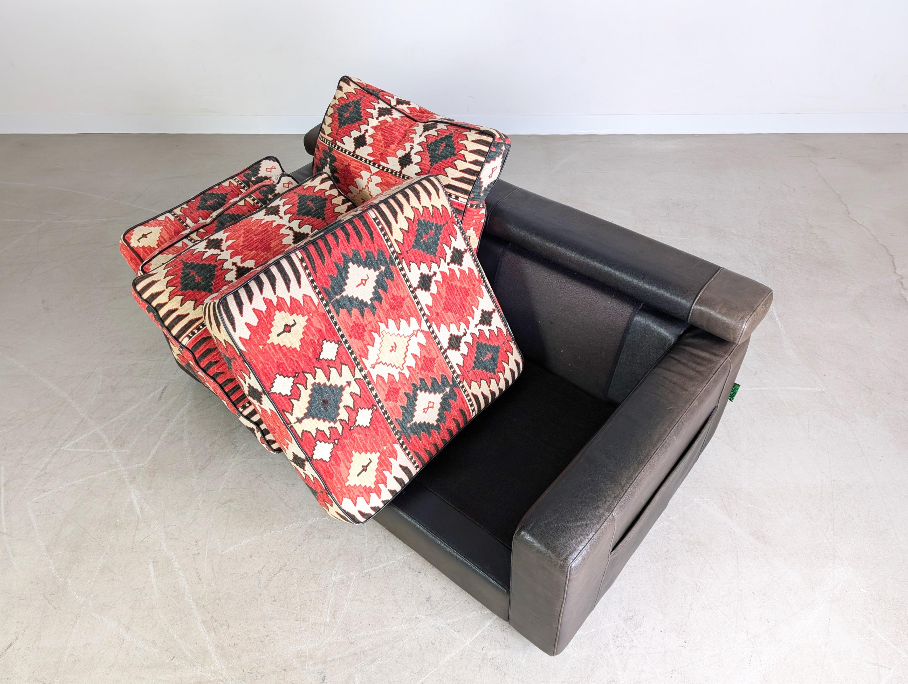 Original Giorgio Soressi Sofa Design Couch 1990 Leder Zweisitzer2 im Angebot 3
