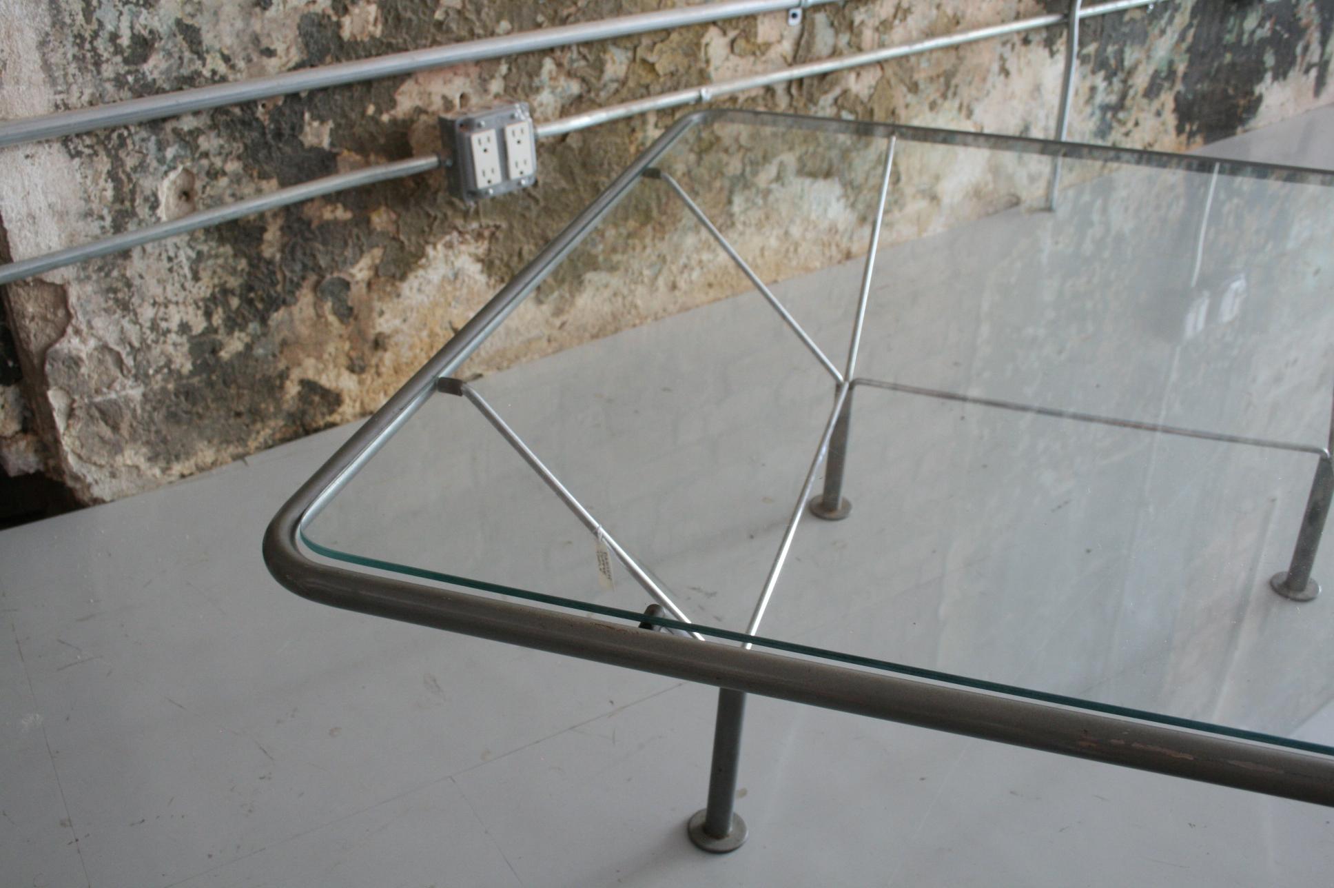 Danish Original Glass and Steel Coffee Table by Niels Bendtsen