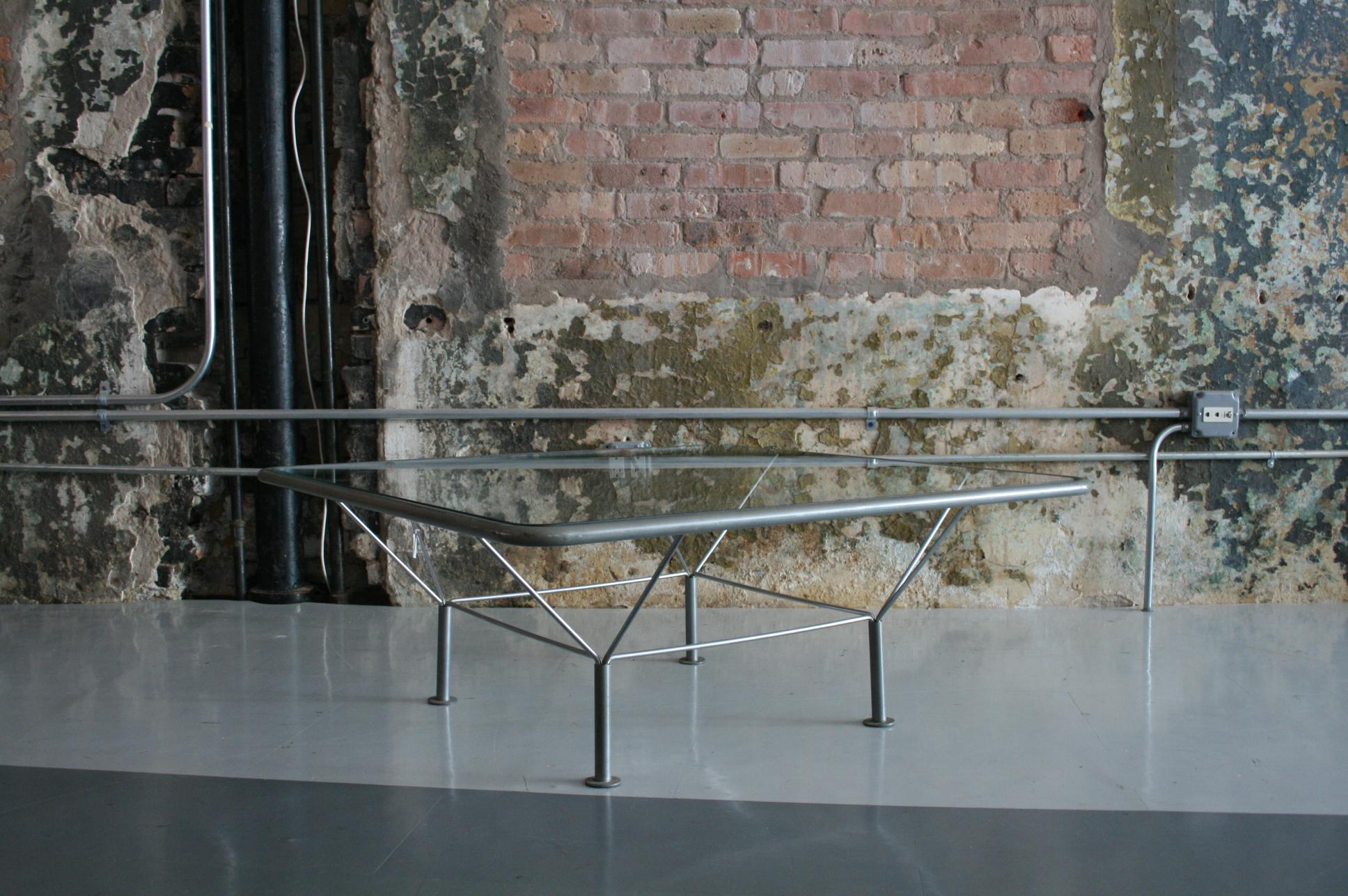 Metal Original Glass and Steel Coffee Table by Niels Bendtsen