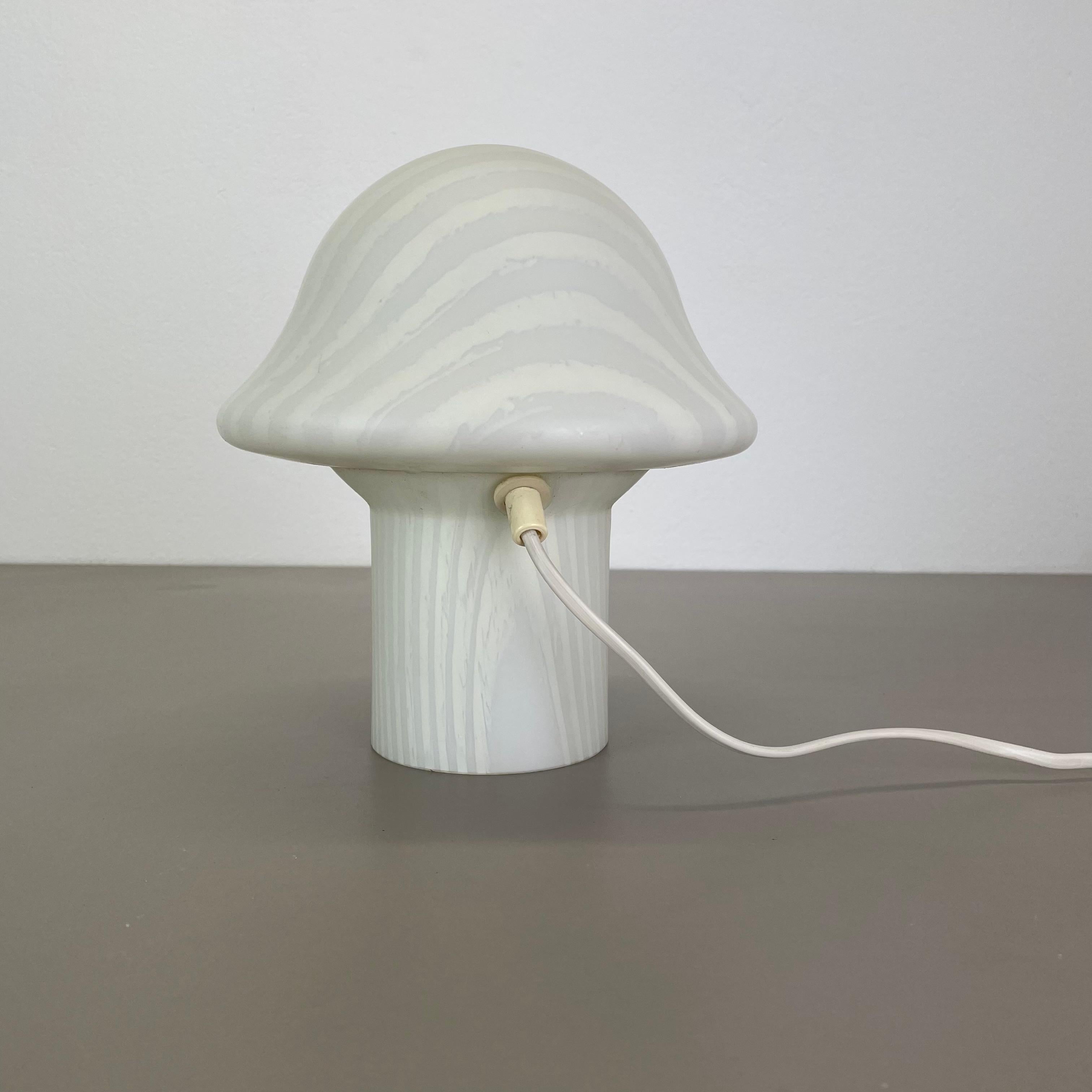 Original Glass Mushroom zebrano Desk Light by Peill & Putzler, Germany, 1970s For Sale 6