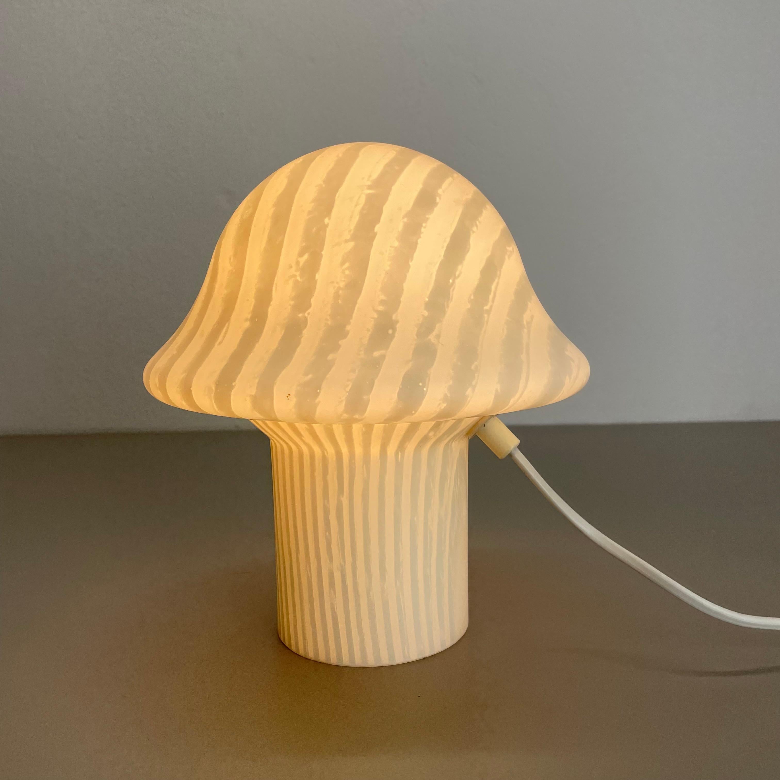 Original Glass Mushroom zebrano Desk Light by Peill & Putzler, Germany, 1970s For Sale 11