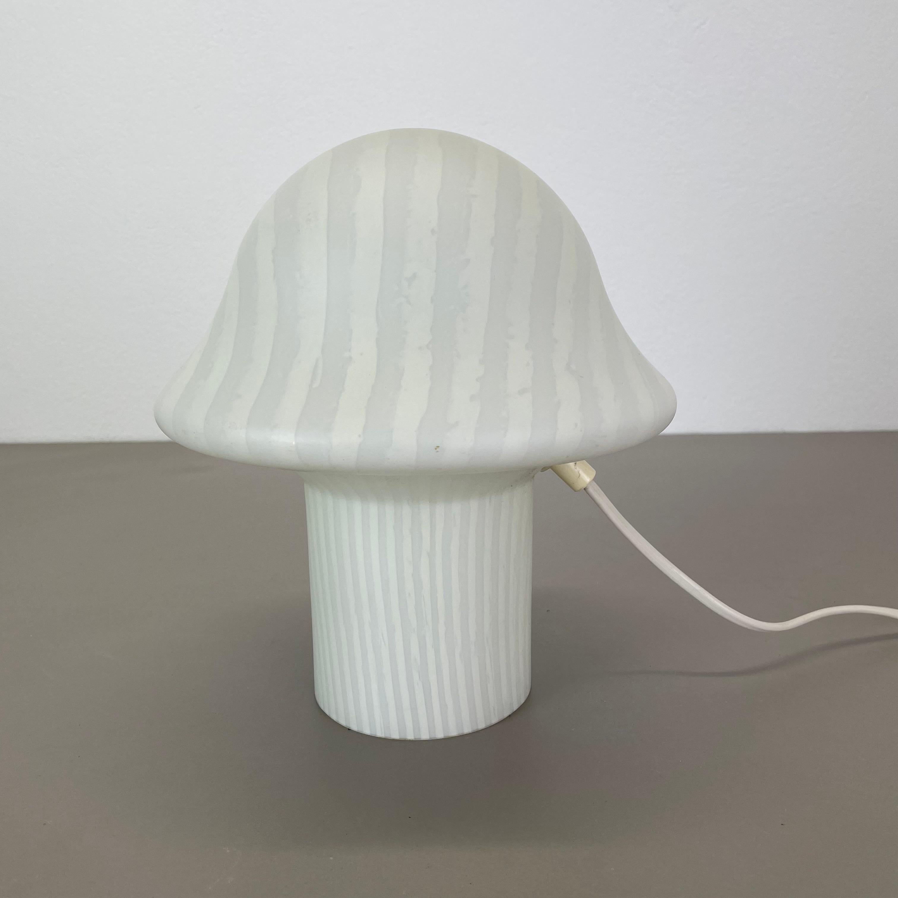 20th Century Original Glass Mushroom zebrano Desk Light by Peill & Putzler, Germany, 1970s For Sale