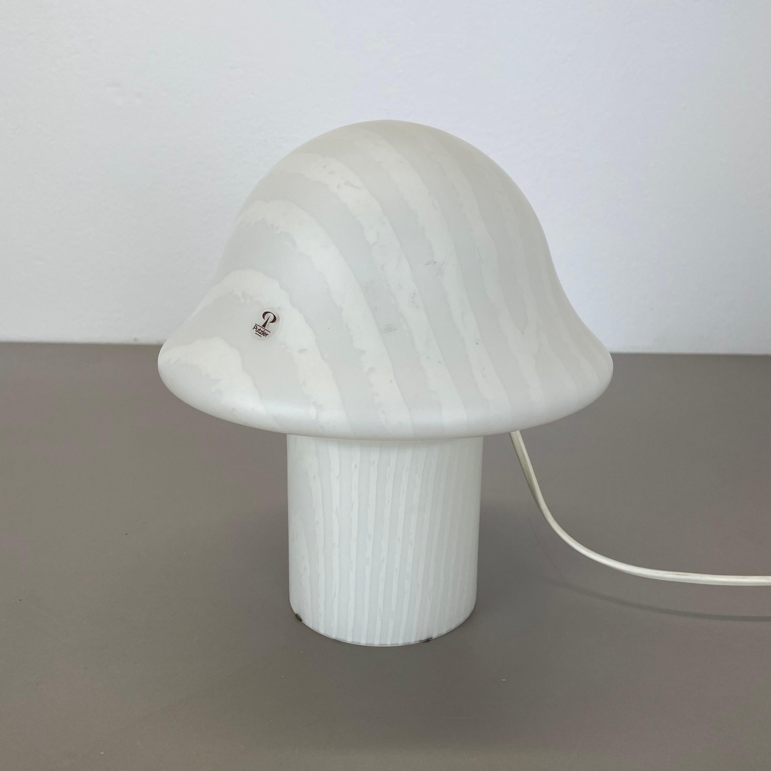 Mid-Century Modern Original Glass Mushroom zebrano Desk Light by Peill & Putzler Germany  1970s no2 For Sale