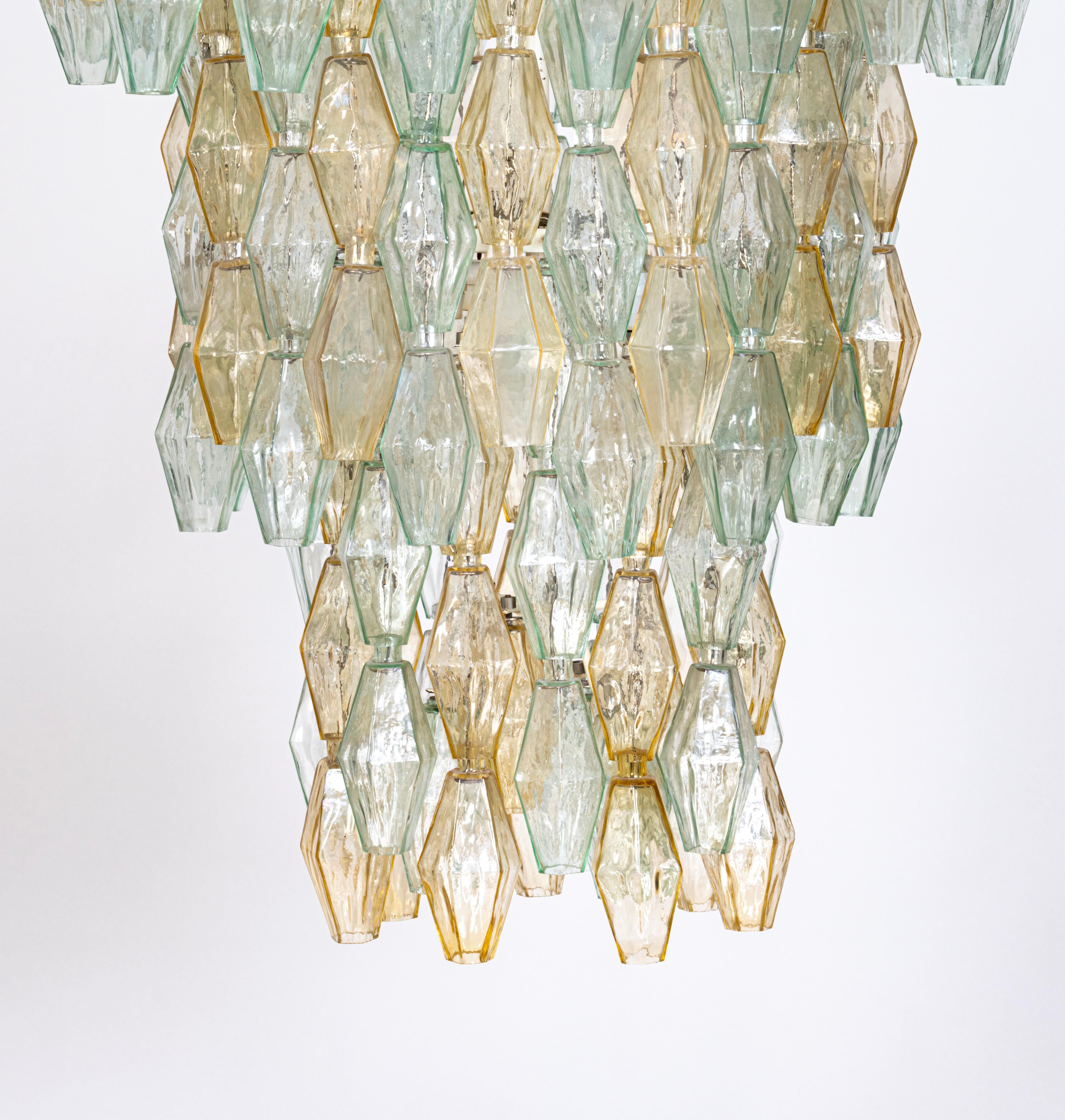 Steel Original Glass Poliedri Chandelier by Carlo Scarpa for Venini, Italy, c.1960