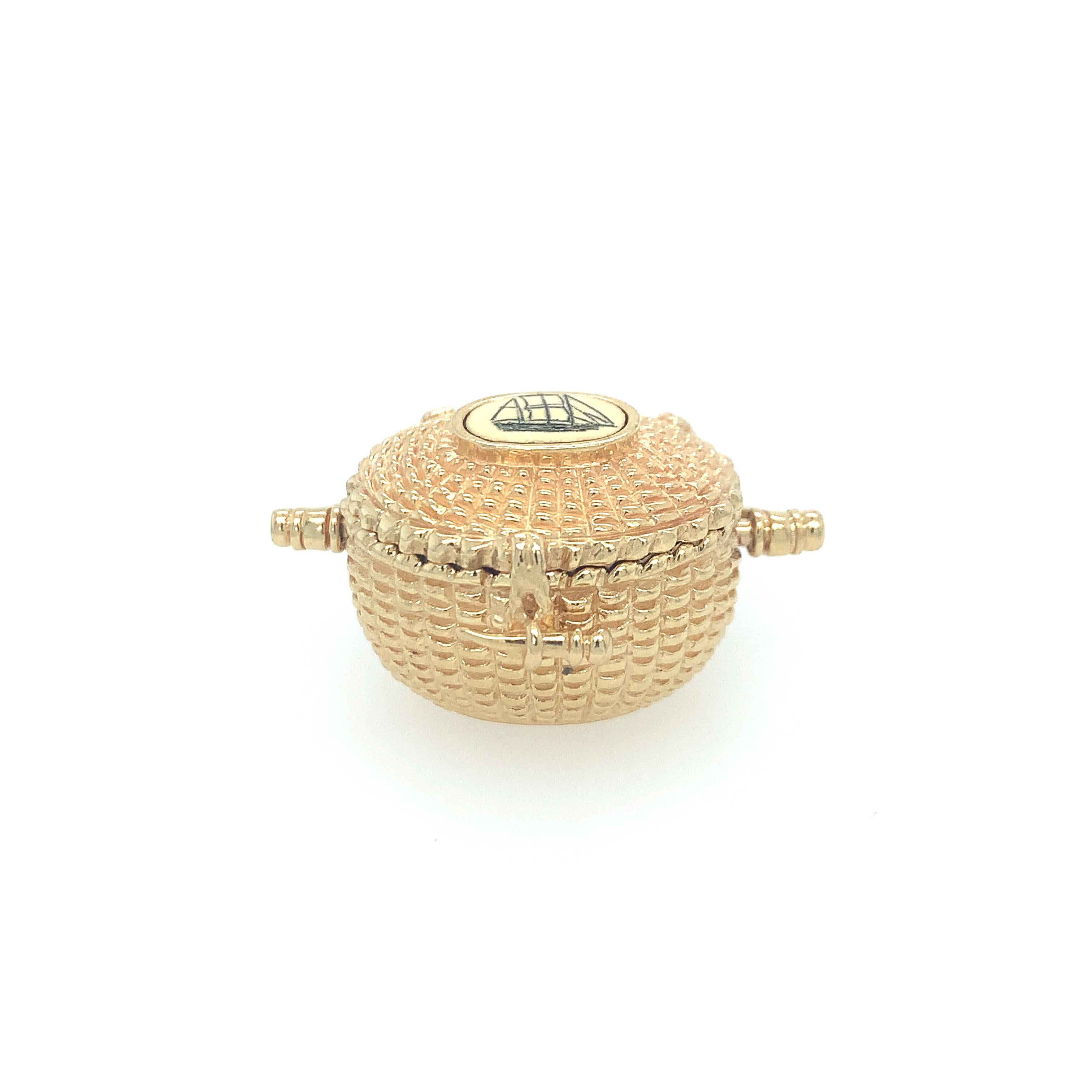 Women's or Men's Original Glennan 1984 Signed 14K Gold Nantucket Basket Pendant