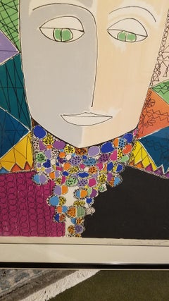 Original Gloria Vanderbilt Lithograph Titled "Egyptian Head", 1972