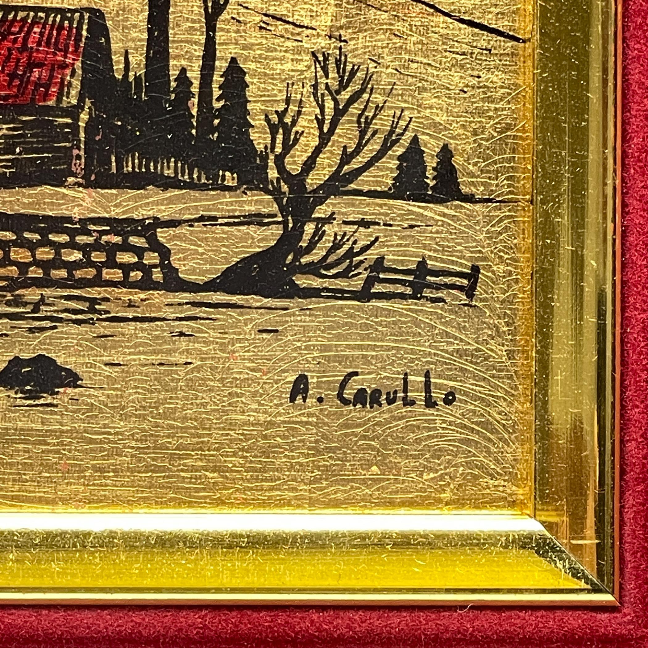 Original Kollektion Kiefern mit Blattgold-Gravur 23K von A. Carullo, Italien, 1980er Jahre im Angebot 4