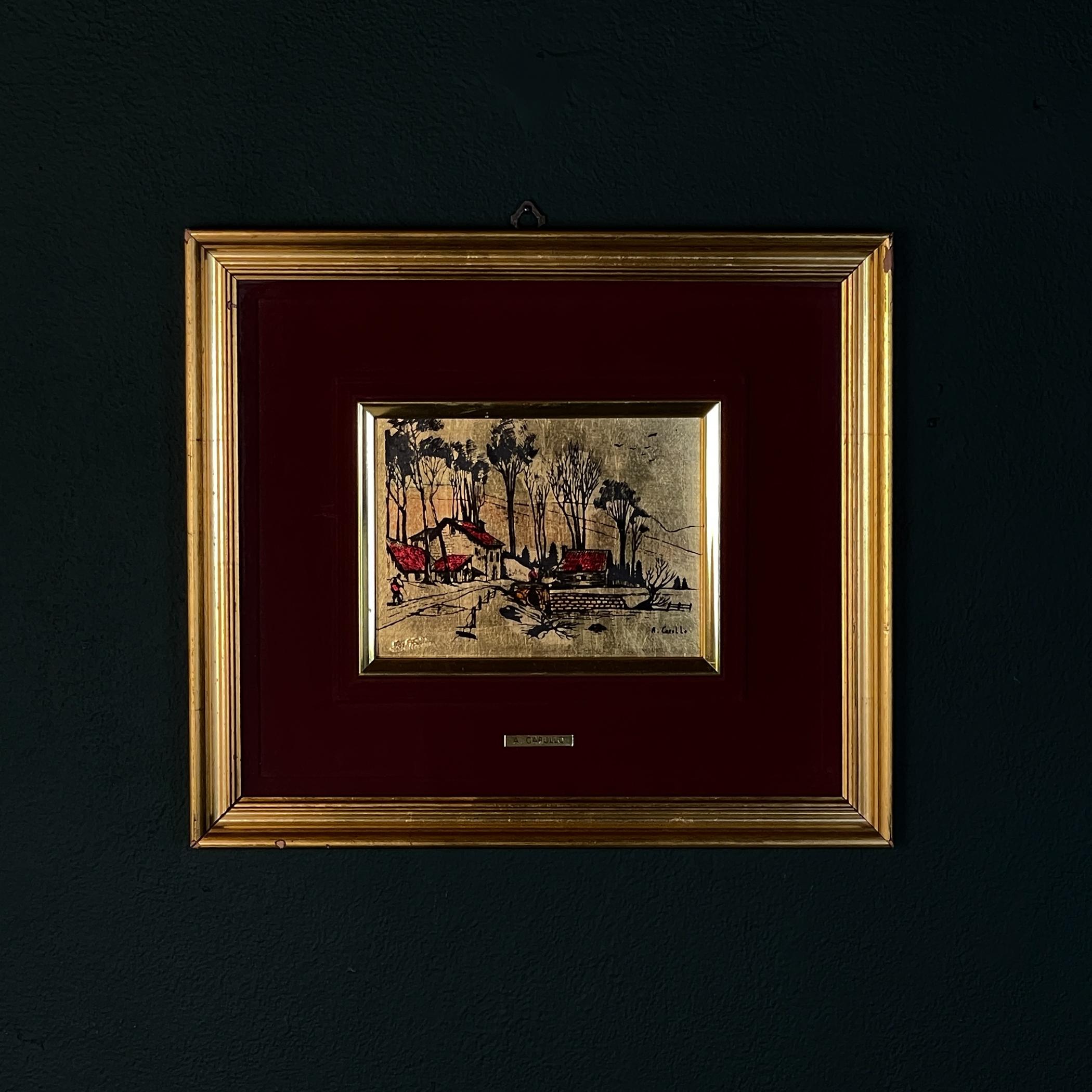 Original Kollektion Kiefern mit Blattgold-Gravur 23K von A. Carullo, Italien, 1980er Jahre im Angebot 5