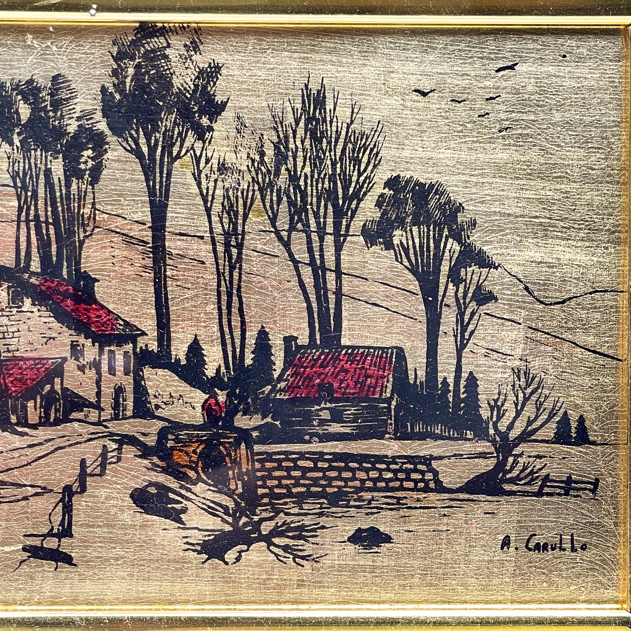 Original Kollektion Kiefern mit Blattgold-Gravur 23K von A. Carullo, Italien, 1980er Jahre im Angebot 7