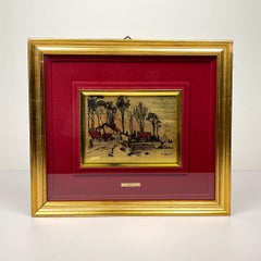 Incisione originale in foglia d'oro 23K Collezione Pini di A. Carullo, Italia, anni '80
