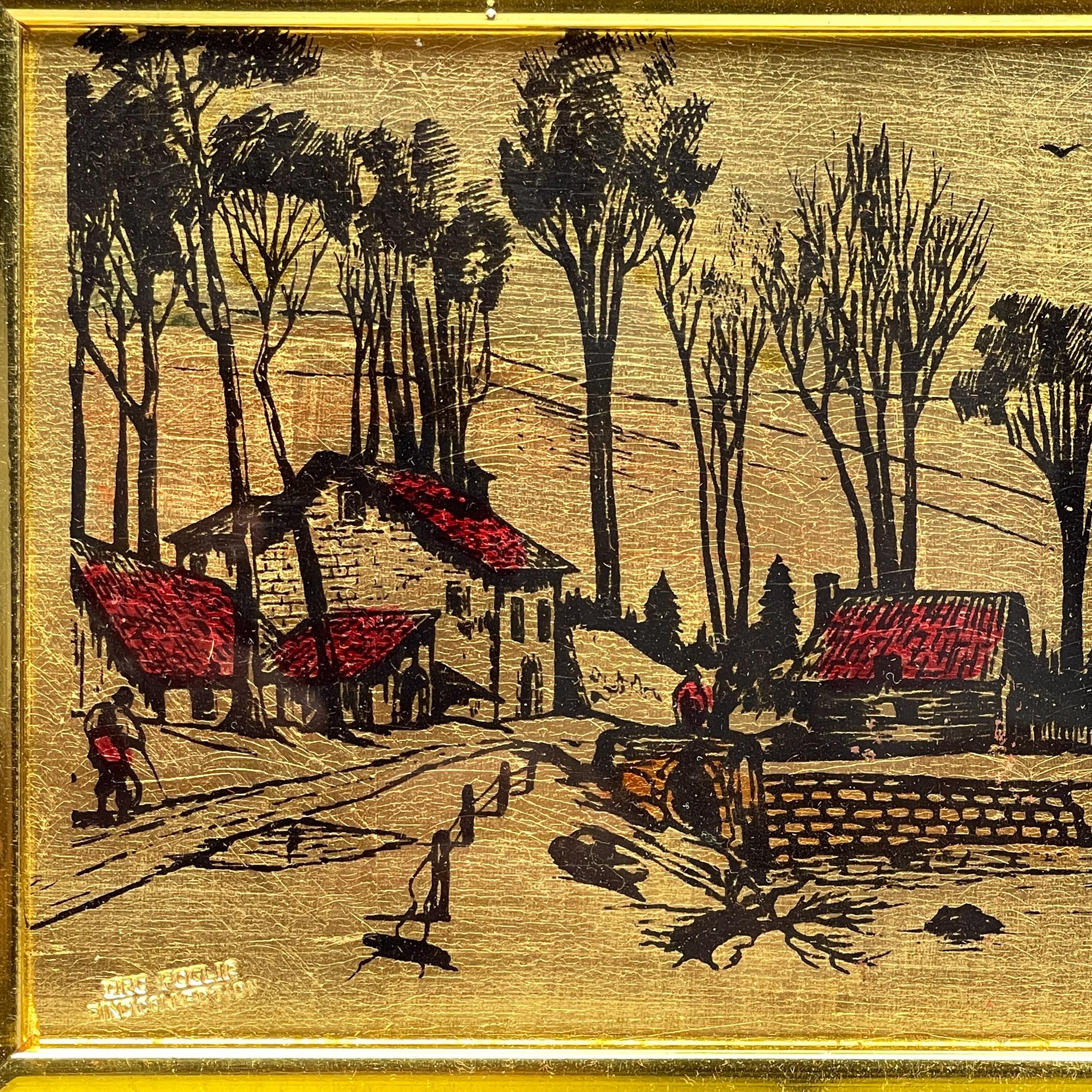 Original Kollektion Kiefern mit Blattgold-Gravur 23K von A. Carullo, Italien, 1980er Jahre im Angebot 3