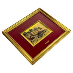 Incisione originale in foglia d'oro 23K Collezione Pini di A. Carullo, Italia, anni '80