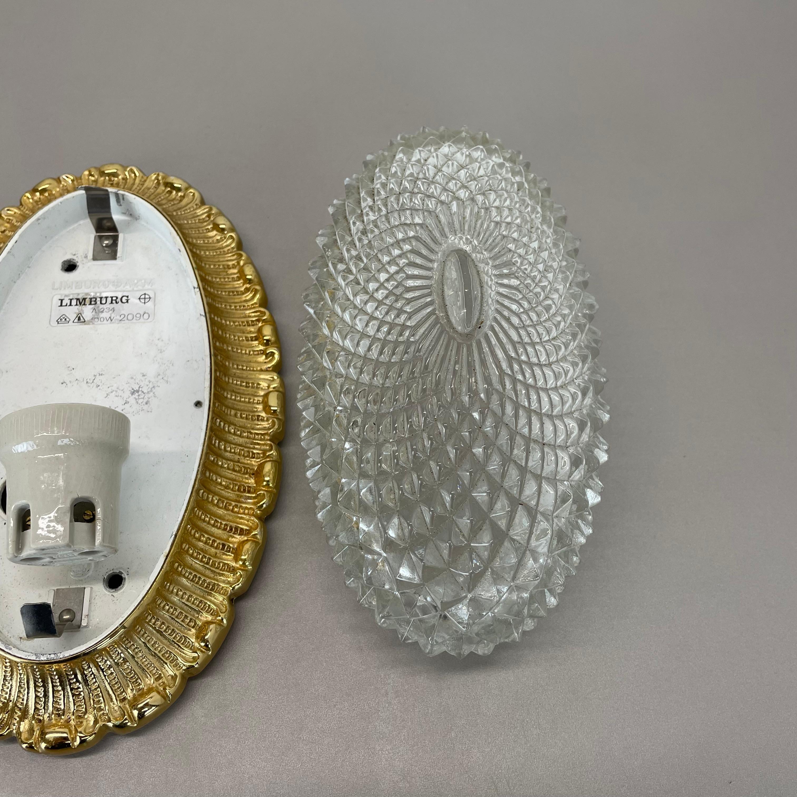 Originale applique in vetro dorato di Glashütte Limburg, anni '70 in vendita 3