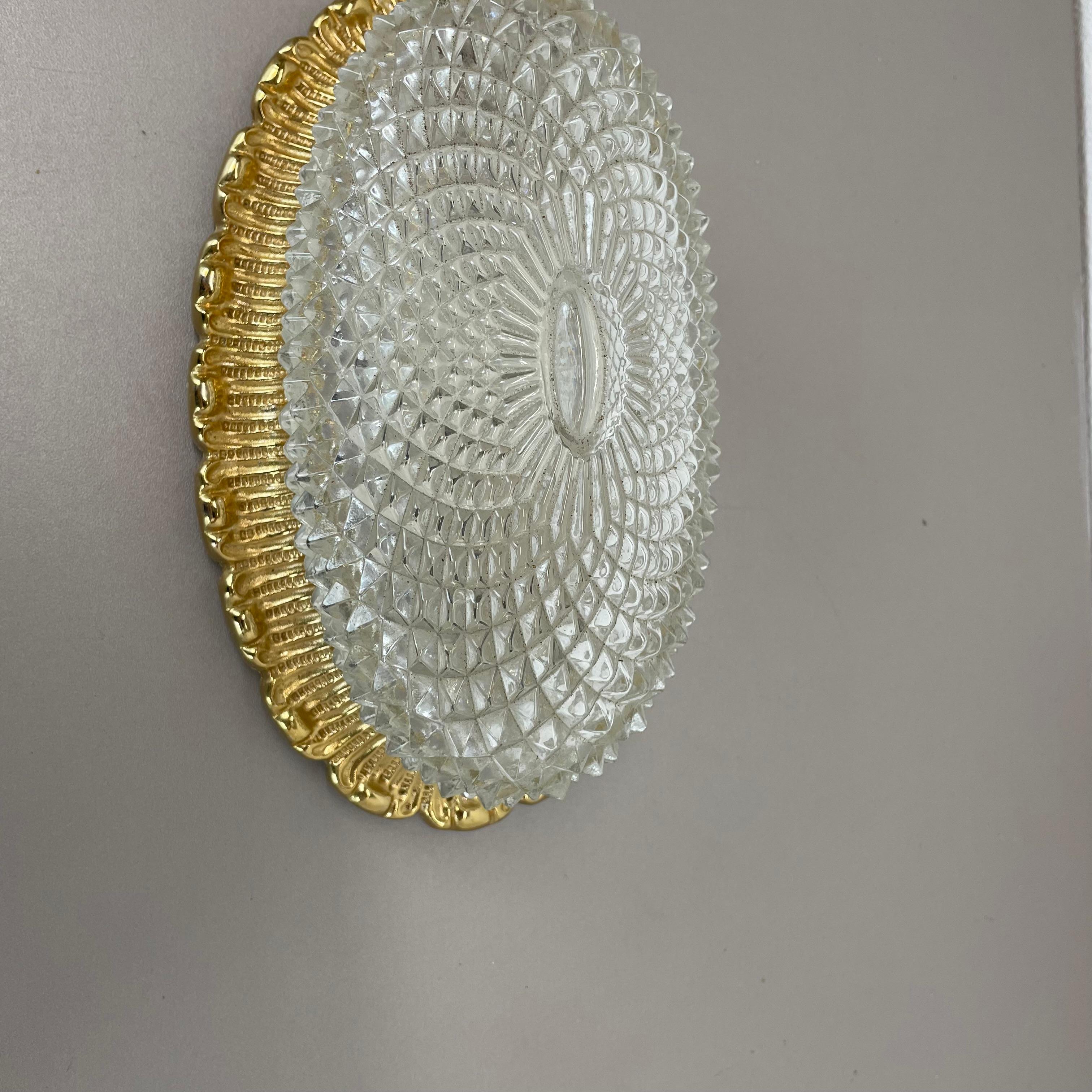 Tedesco Originale applique in vetro dorato di Glashütte Limburg, anni '70 in vendita