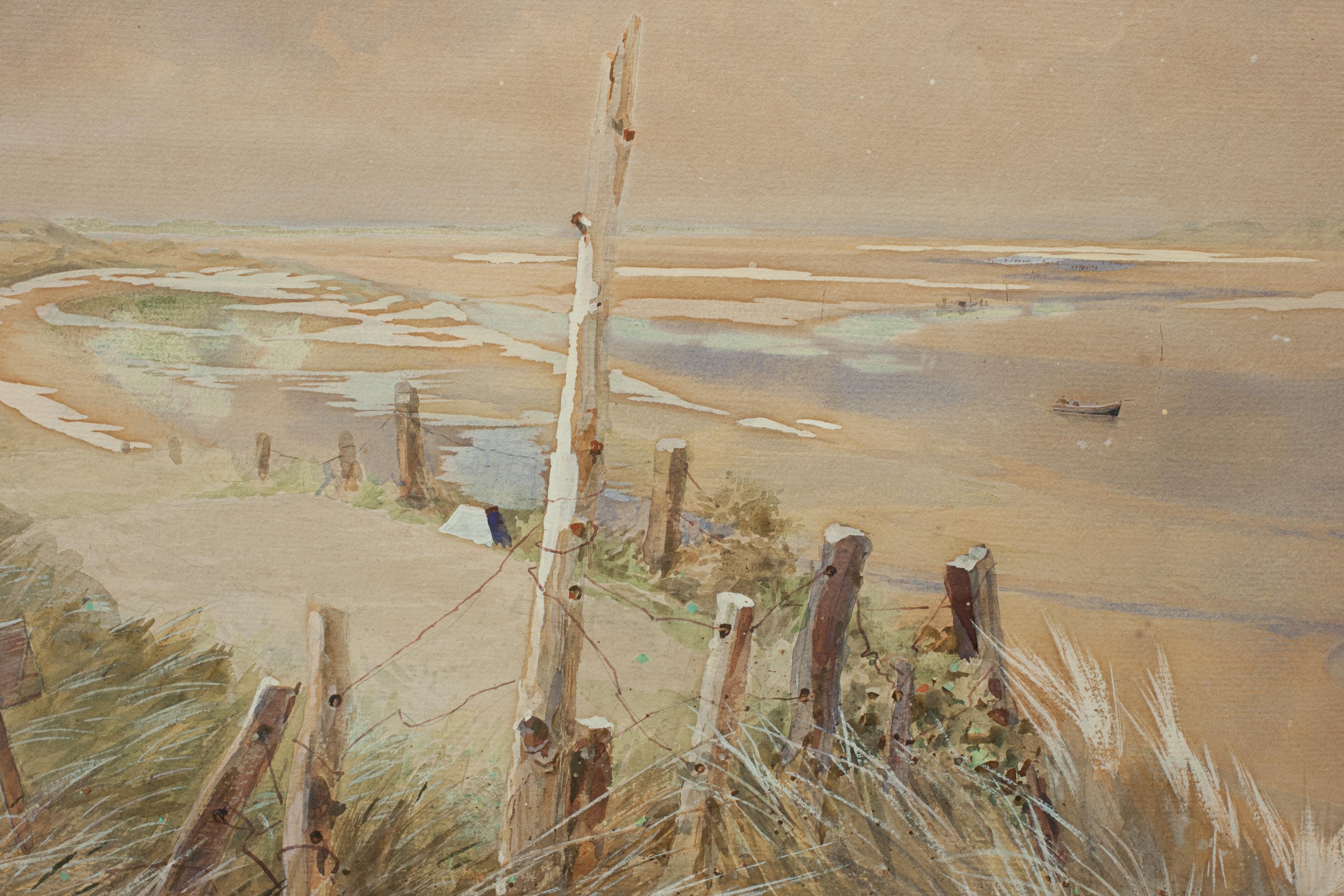 Original Golf Watercolor Brancaster Golf Club, View from the 10th Tee In Good Condition In Oxfordshire, GB