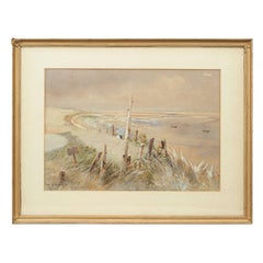 Antique Original Golf Watercolor Brancaster Golf Club, View from the 10th Tee