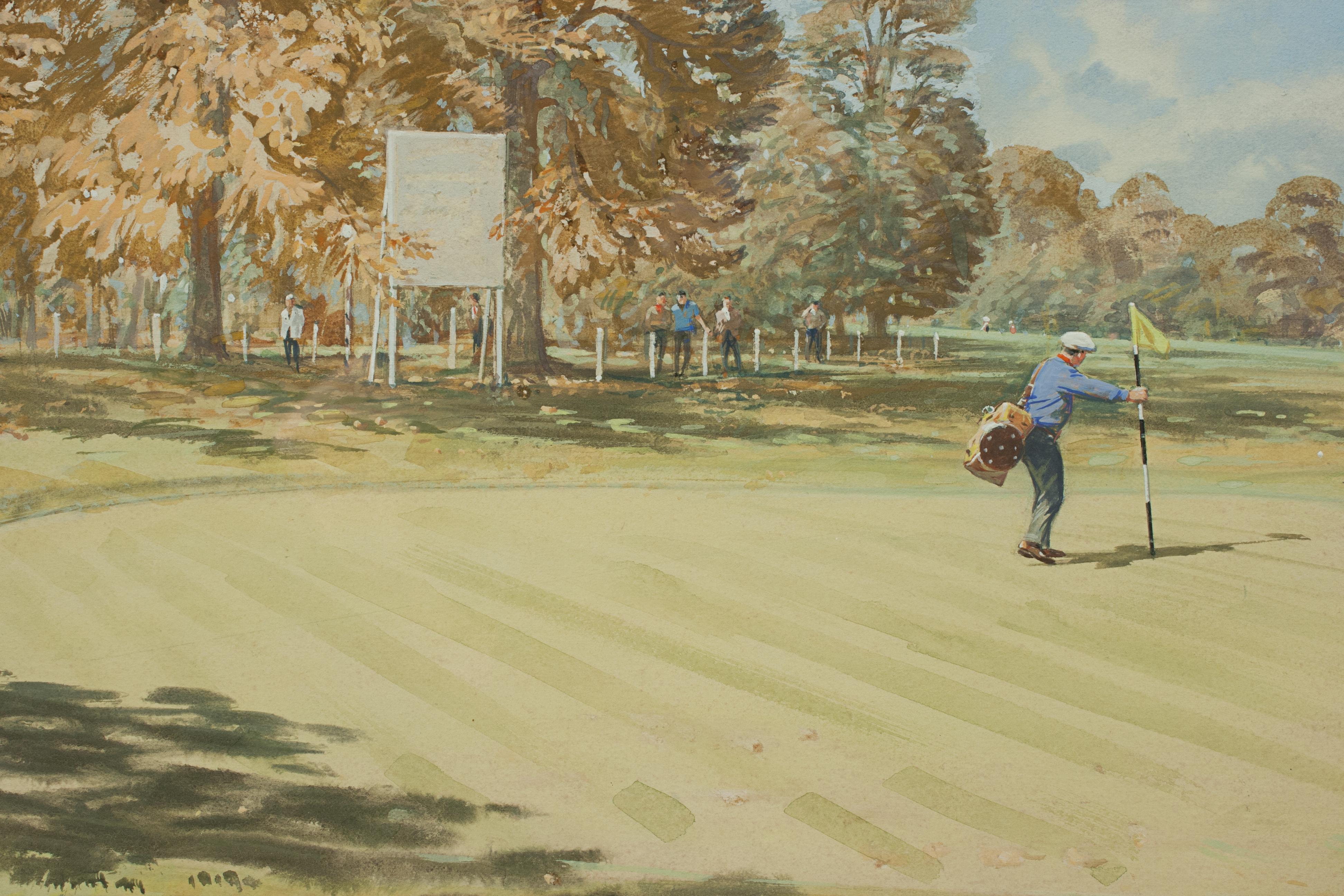 Paper Original Golf Watercolour, Wentworth West Course, 18th Green by Arthur Weaver