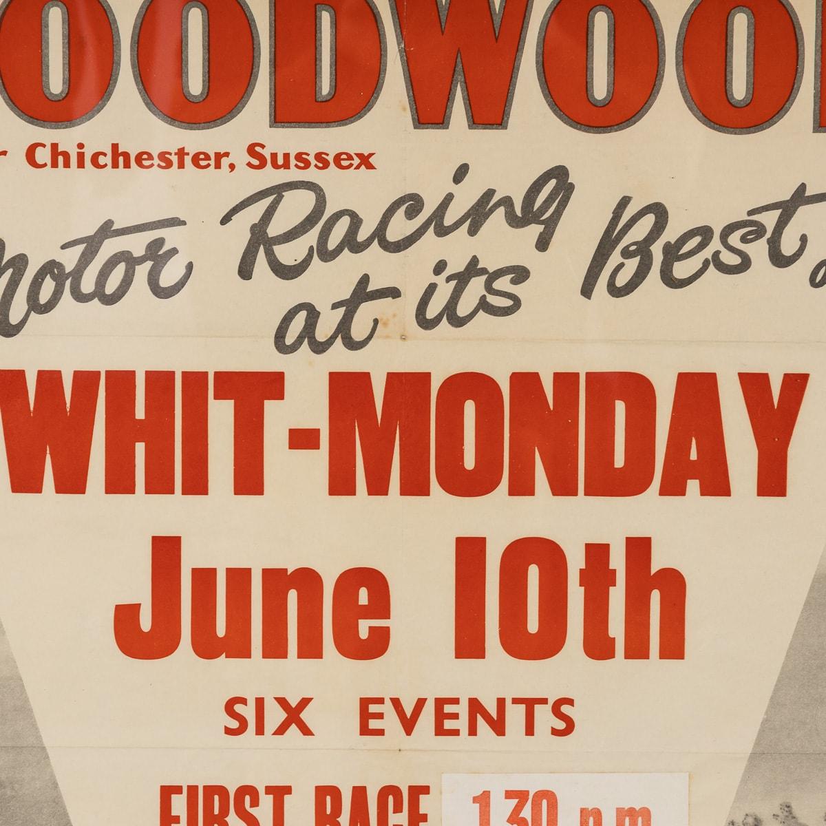 Paper Original Goodwood 'Motor Racing At It's Best!' Poster For Whit-Monday, c.1957