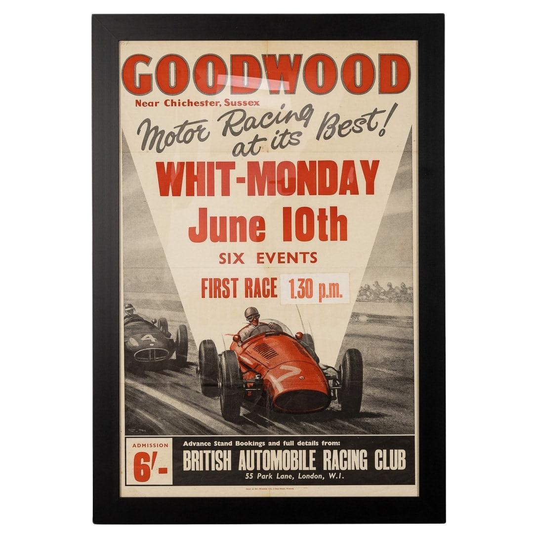Original Goodwood 'Motor Racing At It's Best!' Poster For Whit-Monday, c.1957