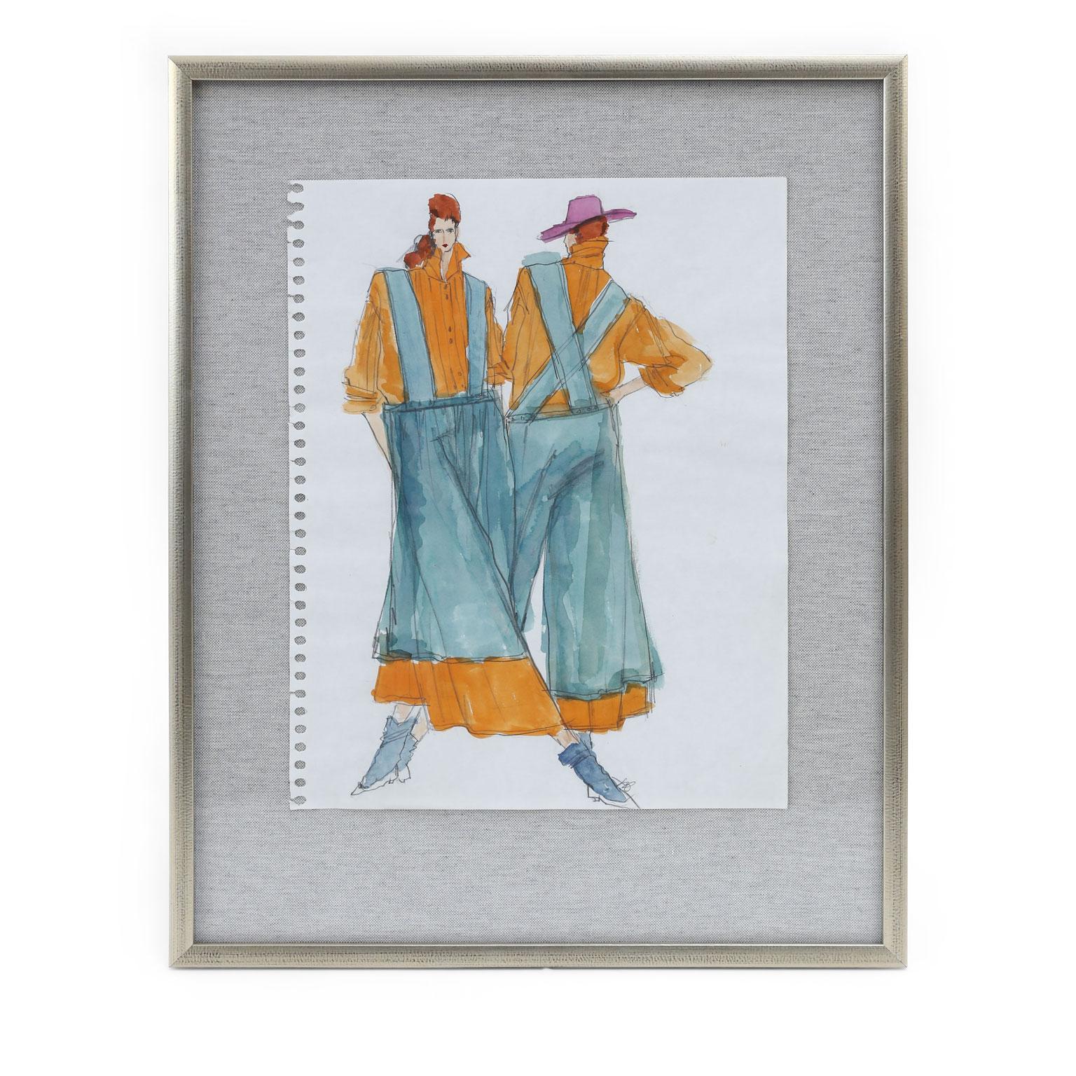 Original Gordon Henderson Fashion Sketches In Good Condition For Sale In Houston, TX
