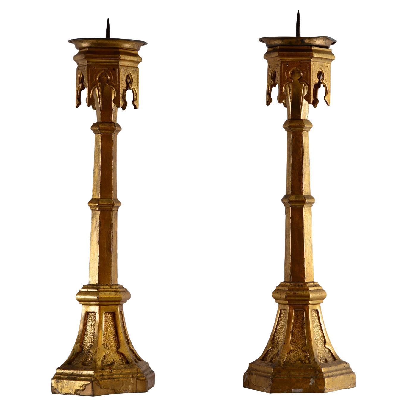 Original Gothic Style 1860 Candlesticks 19th Century Emperor of House Habsburg