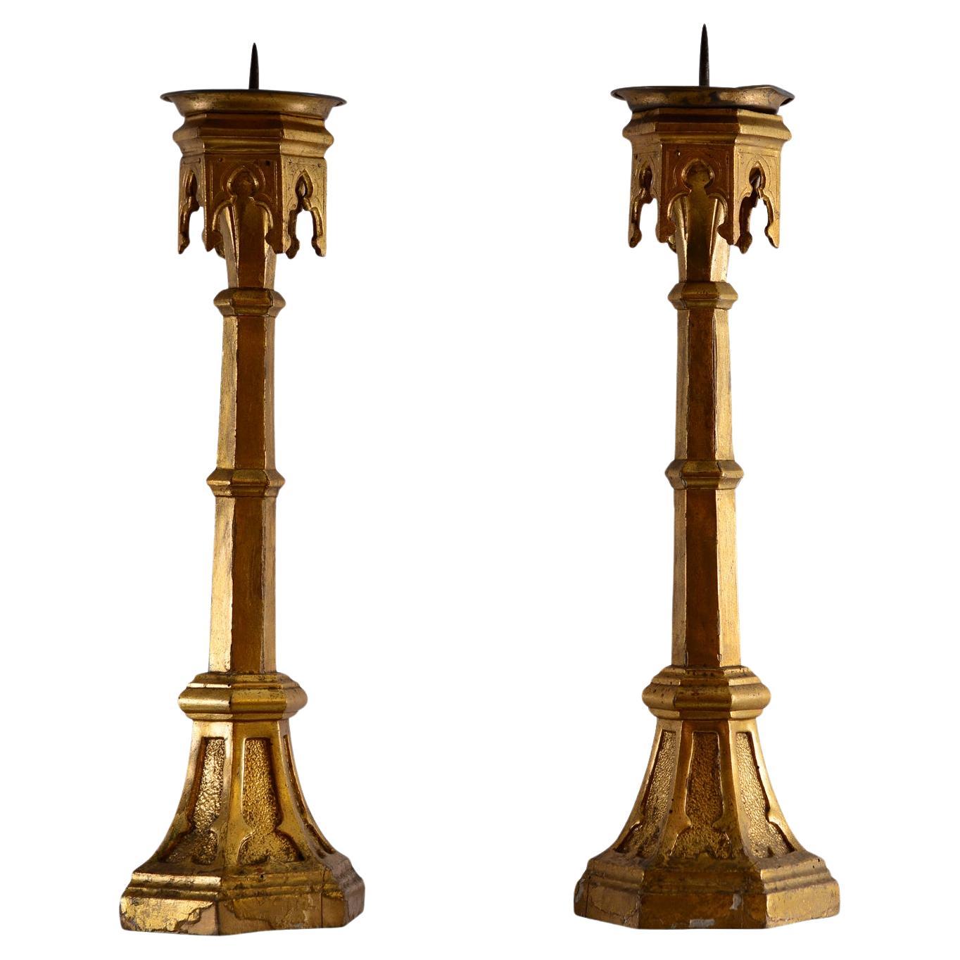 Candeleros Originales Estilo Gótico 1860 Siglo XIX Emperador de la Casa Habsburgo