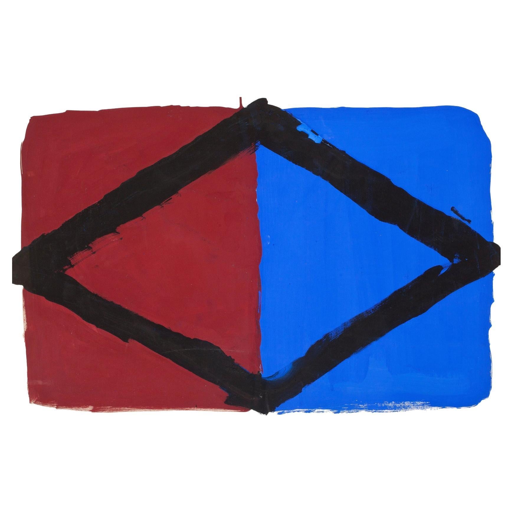 Bram Bogart "Composizione marrone, nera e blu".  dipinto Firmato