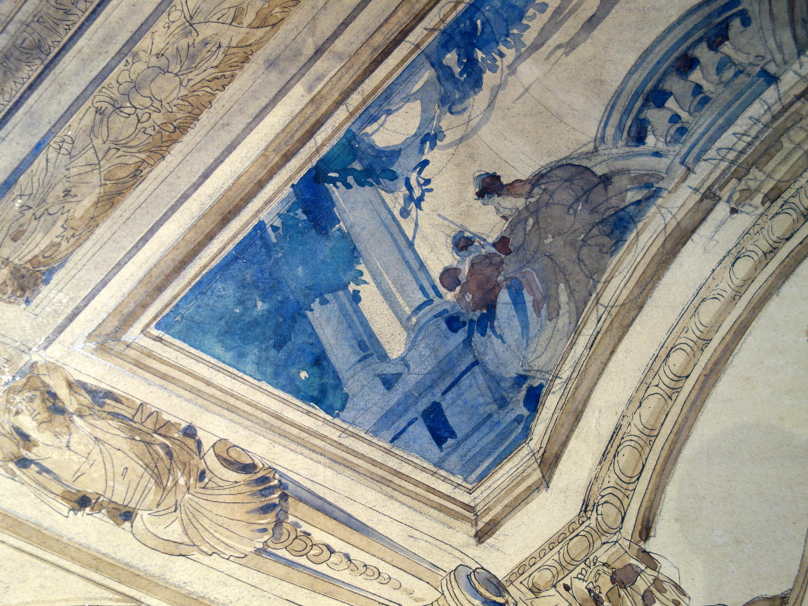 Peint à la main Chef-d'œuvre architecturale du palais de l'Hofburg à Vienne, 1910  en vente