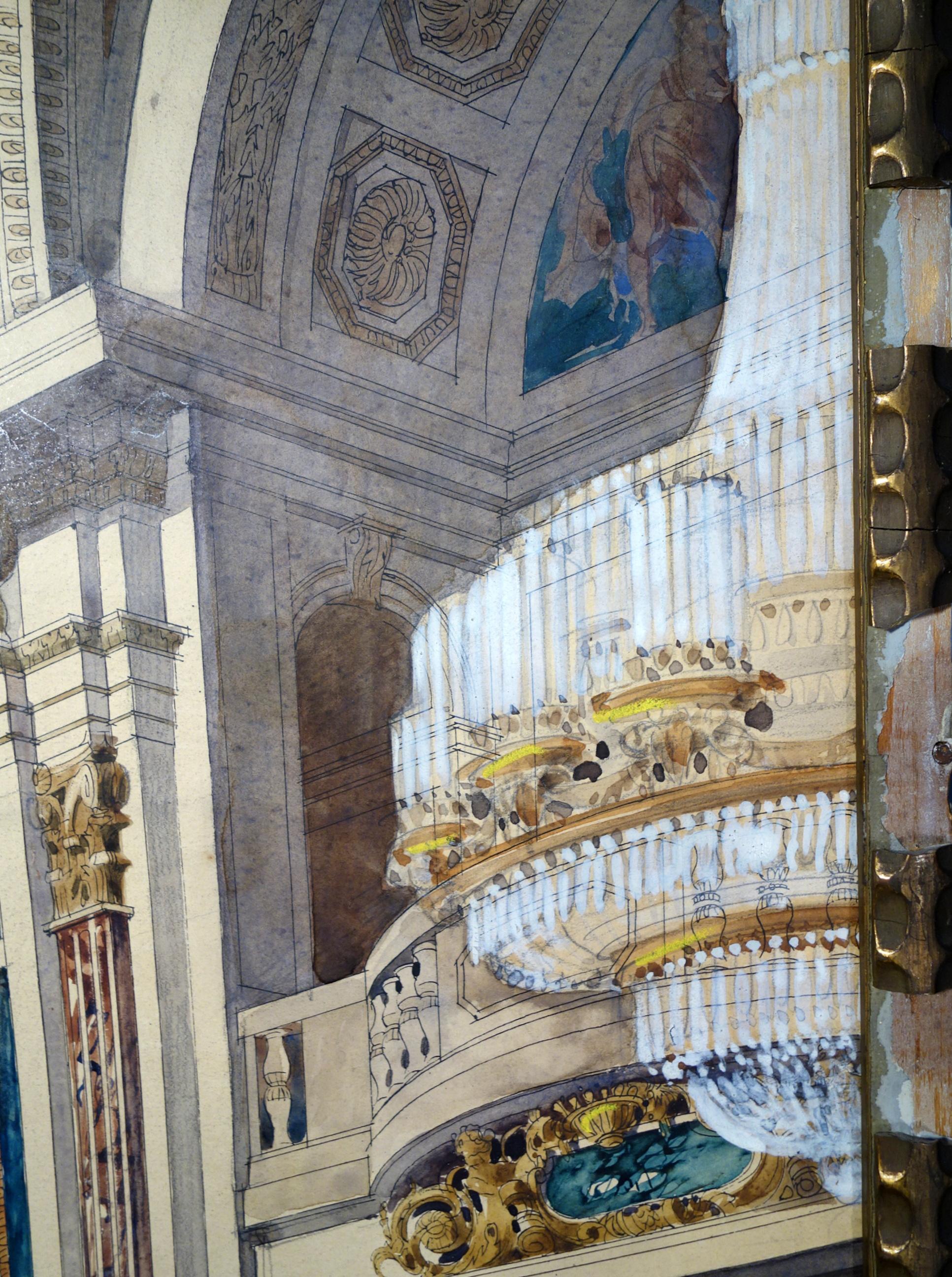 Italian Original Gouache & Ink Architectural Masterwork of Vienna Hofburg Palace, 1910  For Sale
