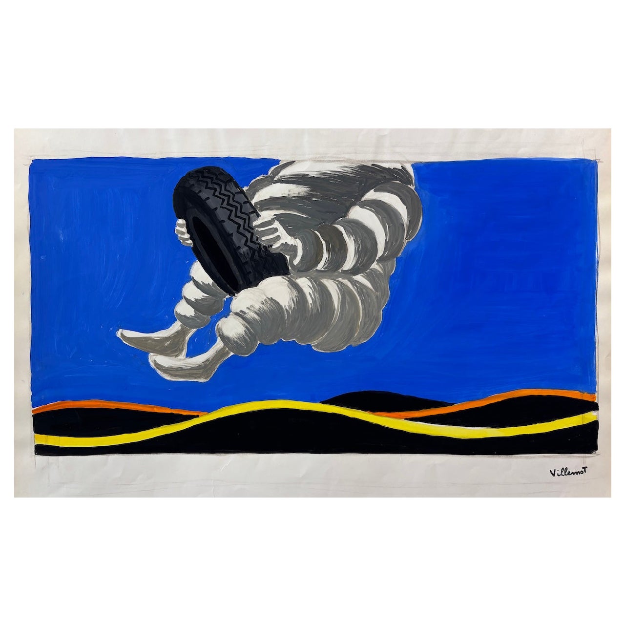 Original gouache maquette study 
Michelin Man
 by Villemot c. 1980 im Angebot