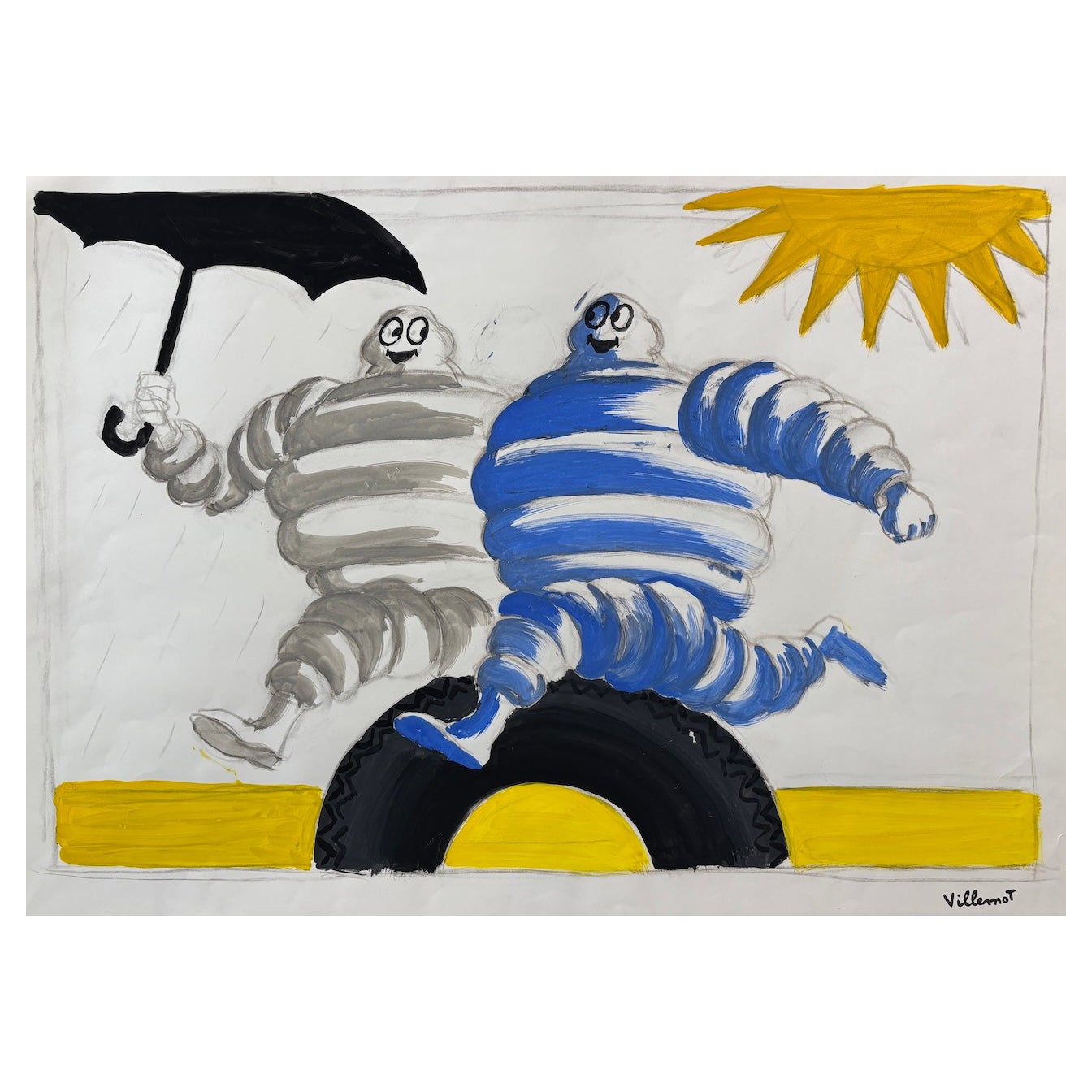 Original gouache study ‘Michelin Men’ by Villemot