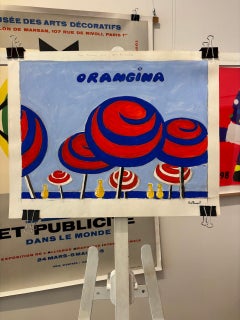 Original gouache study ‘Orangina Umbrella’ by Villemot