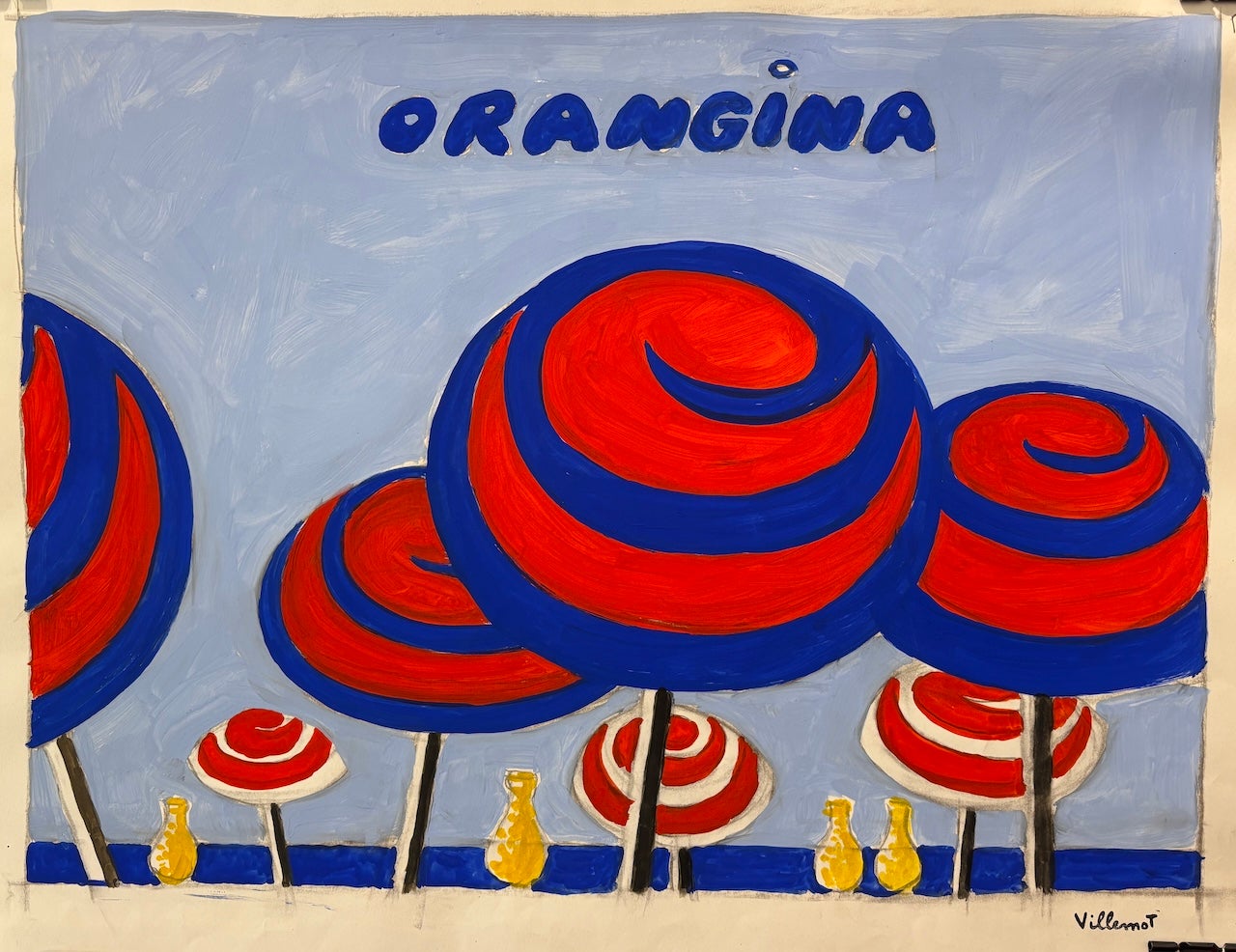 Original gouache study ‘Orangina Umbrella’ by Villemot