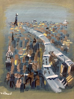 Original gouache study ‘Paris’ by Villemot