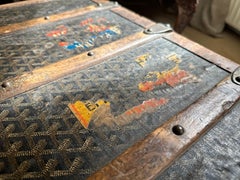 Original Goyard Steamer Trunk in Chevron Canvas, France, circa 1900