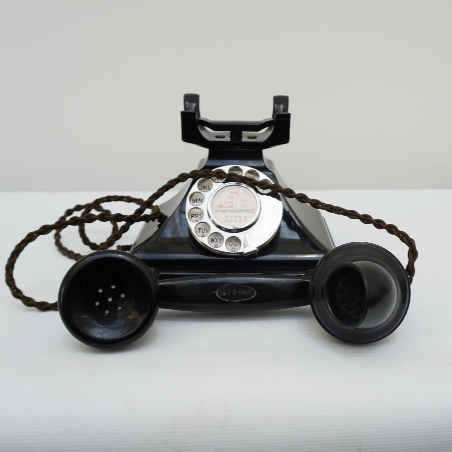 Art Deco Original GPO Model 232L Black Bakelite Telephone Circa 1930