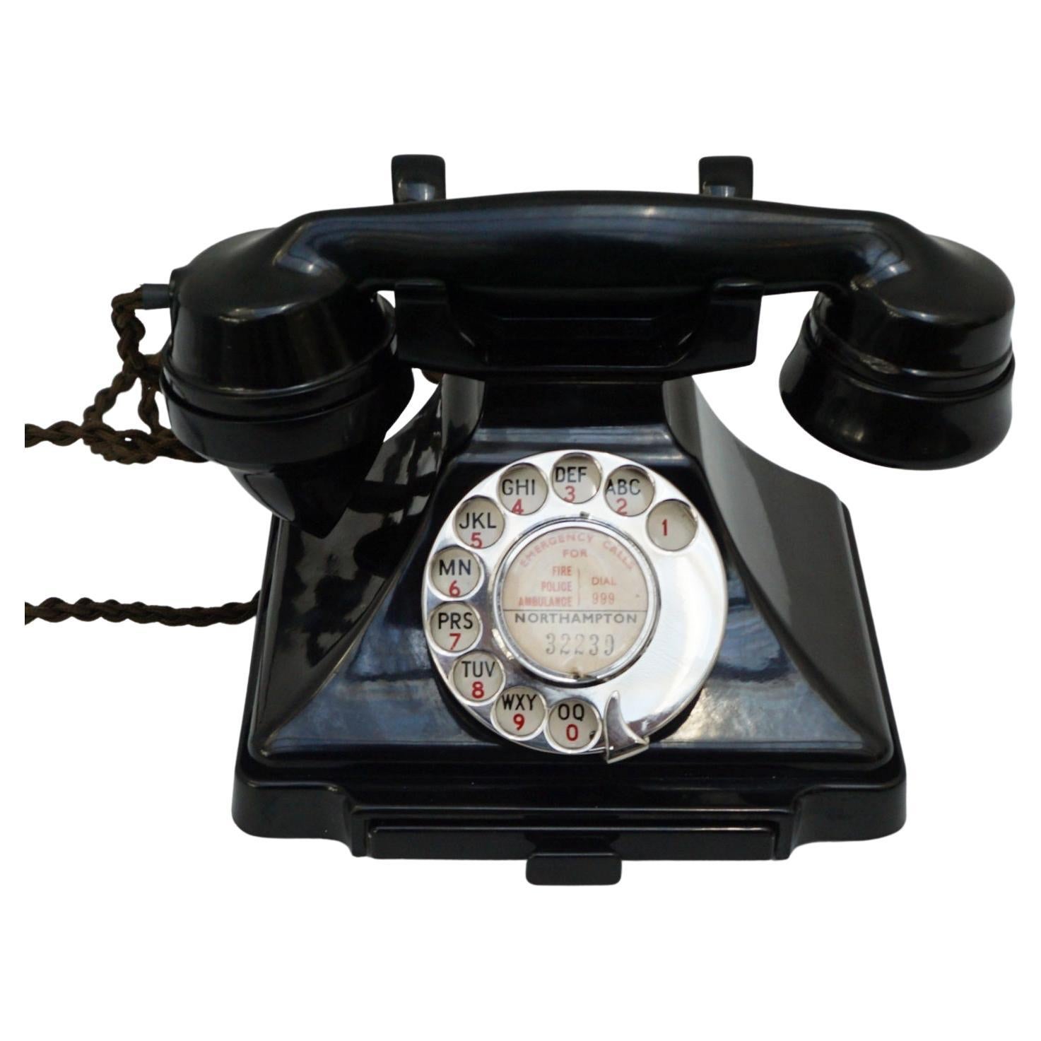 Original GPO Model 232L Black Bakelite Telephone Circa 1930