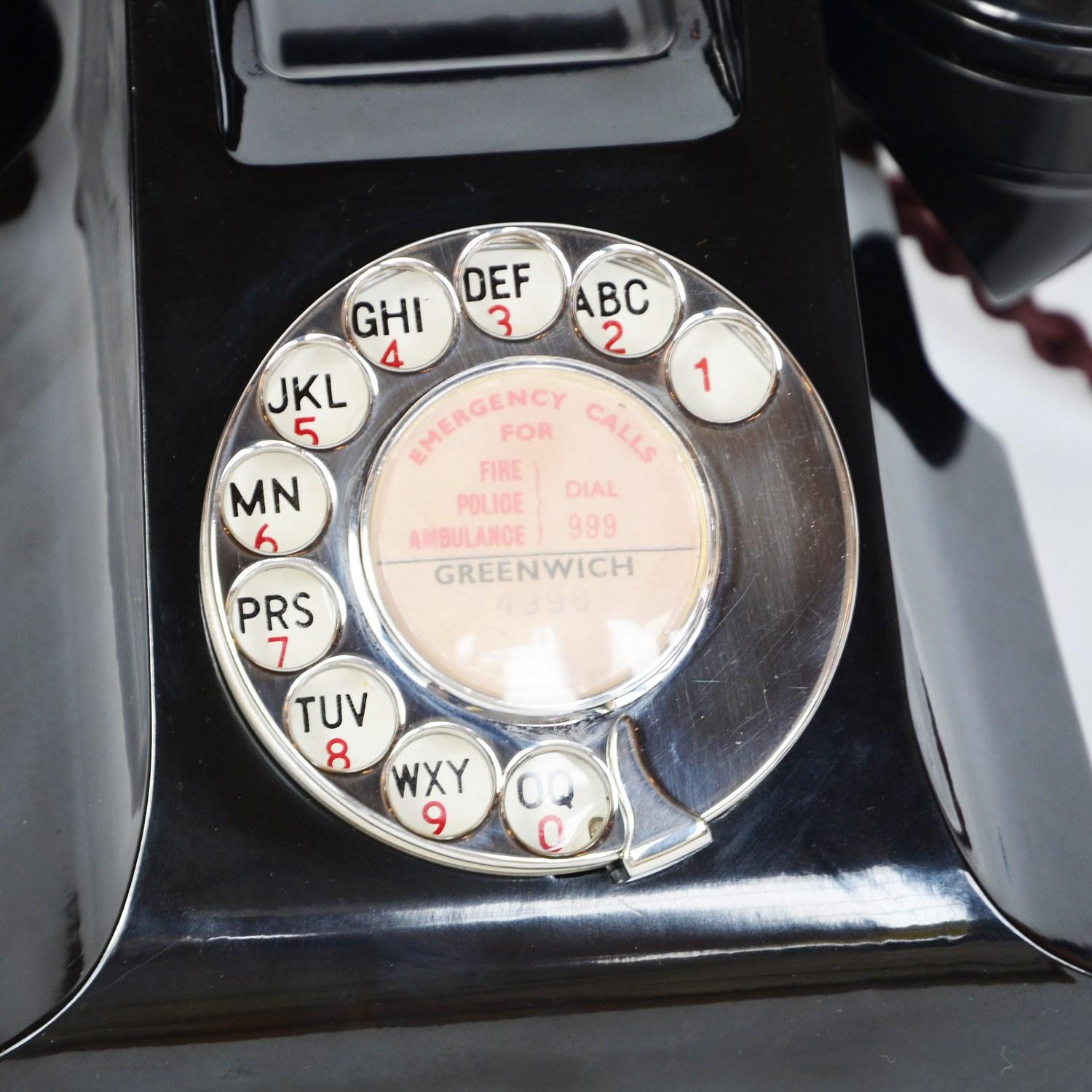 Original GPO Model 312L Black Bakelite Telephone Full Working Order In Good Condition In Forest Row, East Sussex