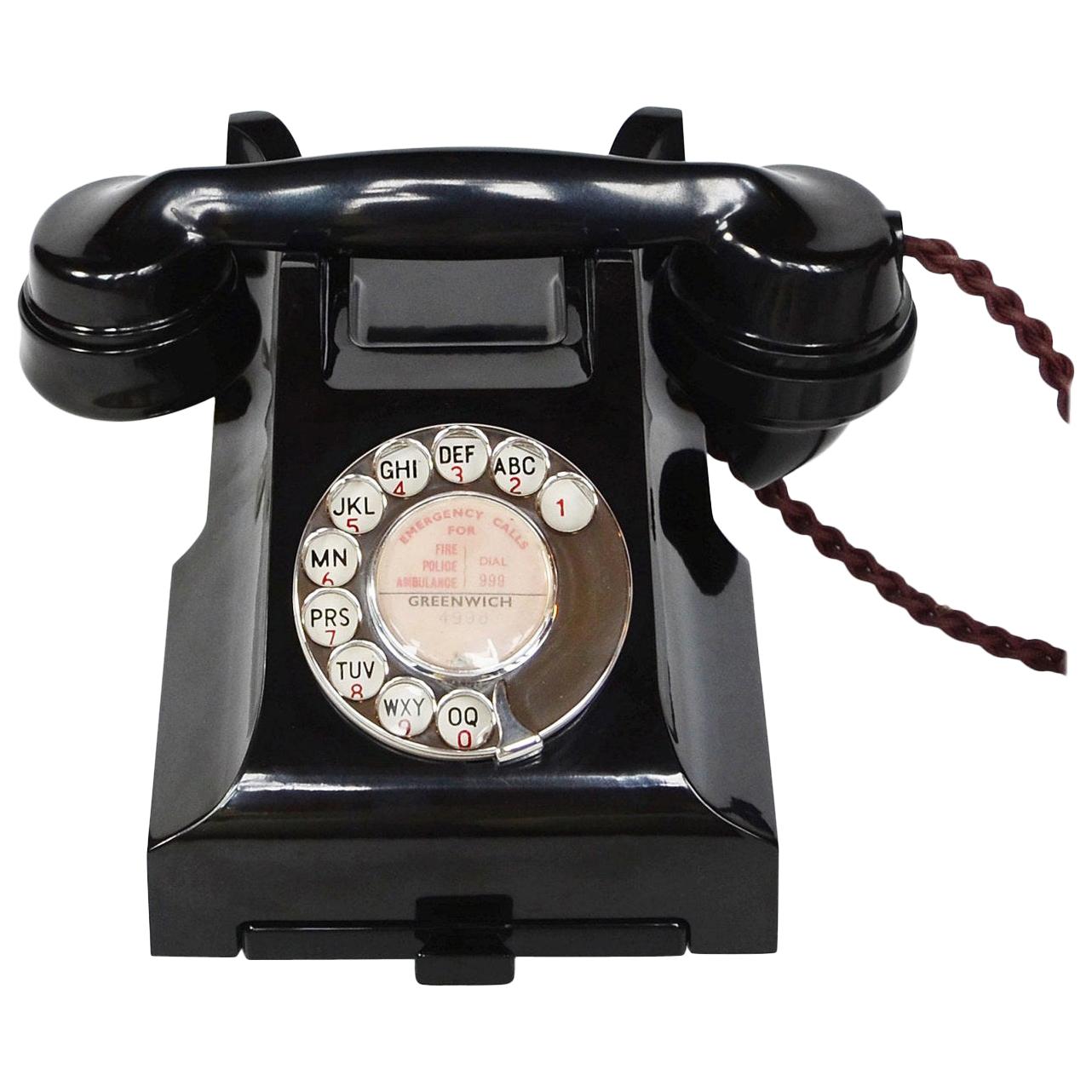 Original GPO Model 312L Black Bakelite Telephone Full Working Order