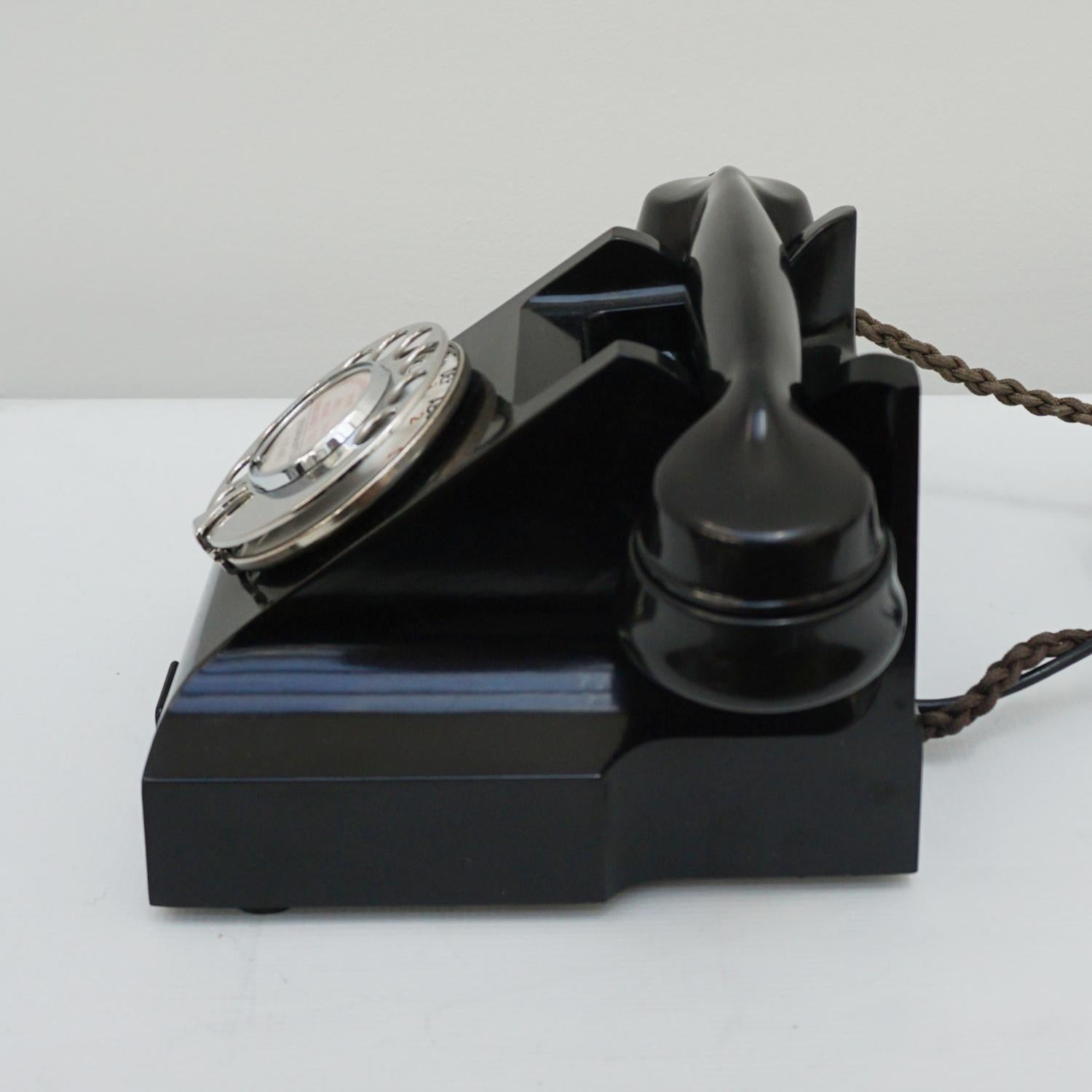 English Original GPO Model 332L Black Bakelite Telephone Full Working Order