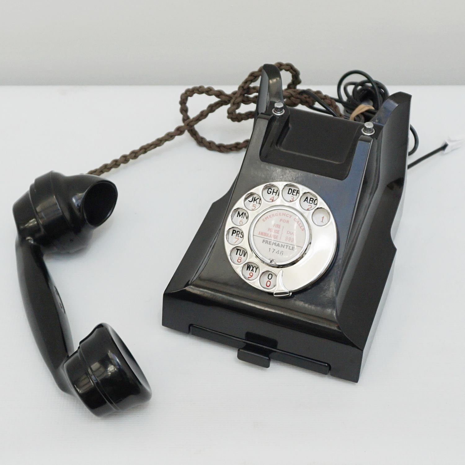 Original GPO Model 332L Black Bakelite Telephone Full Working Order In Good Condition In Forest Row, East Sussex