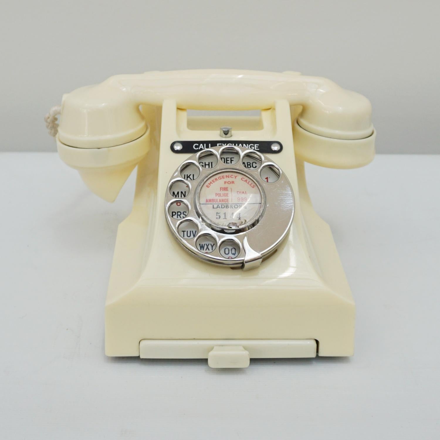 20th Century Original GPO Model 332L White Bakelite Telephone
