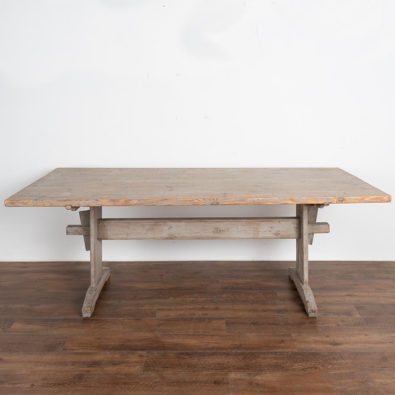 Country Original Gray Painted Farm Table Dining Table from Sweden, circa 1880