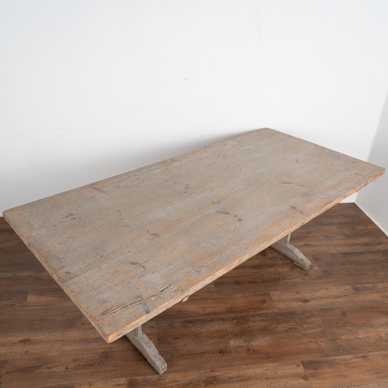 Swedish Original Gray Painted Farm Table Dining Table from Sweden, circa 1880