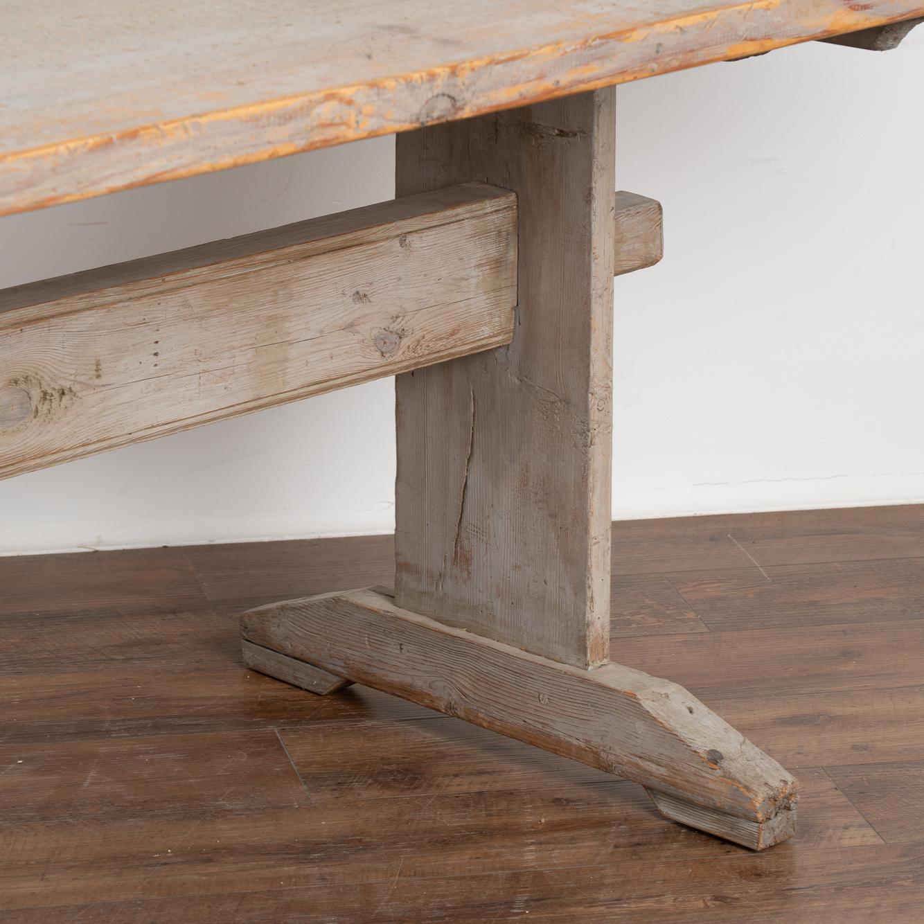 Pine Original Gray Painted Farm Table Dining Table from Sweden, circa 1880