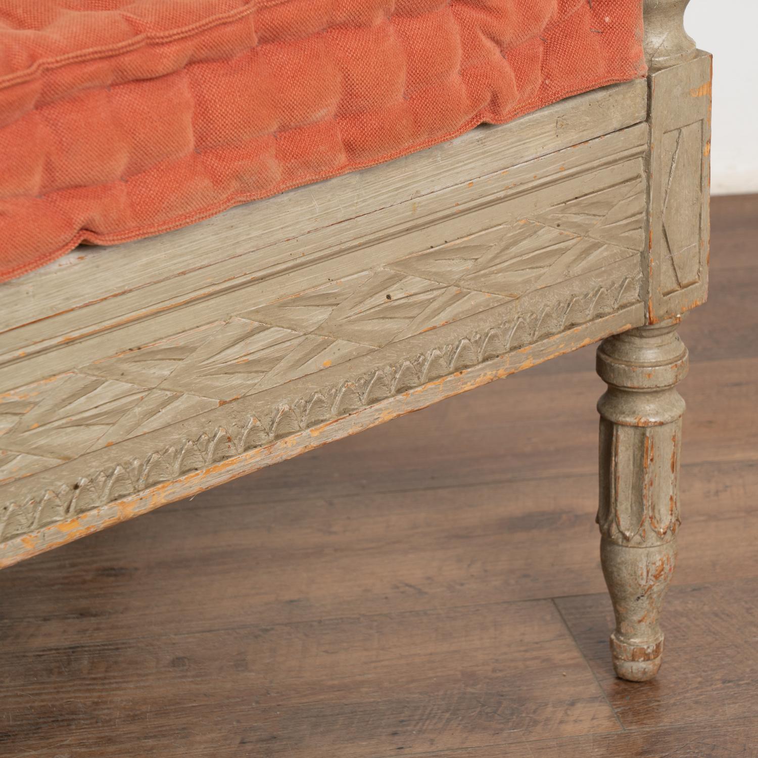 Original Gray Painted Gustavian Bench, Sweden circa 1820-40 For Sale 5