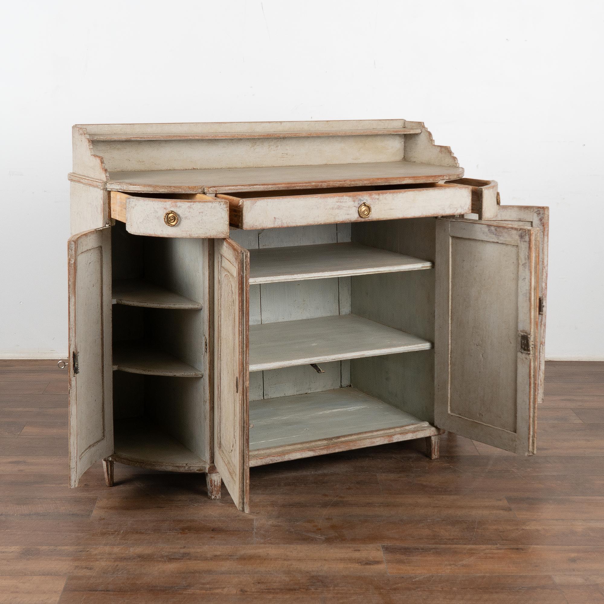 Swedish Original Gray Painted Gustavian Sideboard Buffet, Sweden circa 1840-60